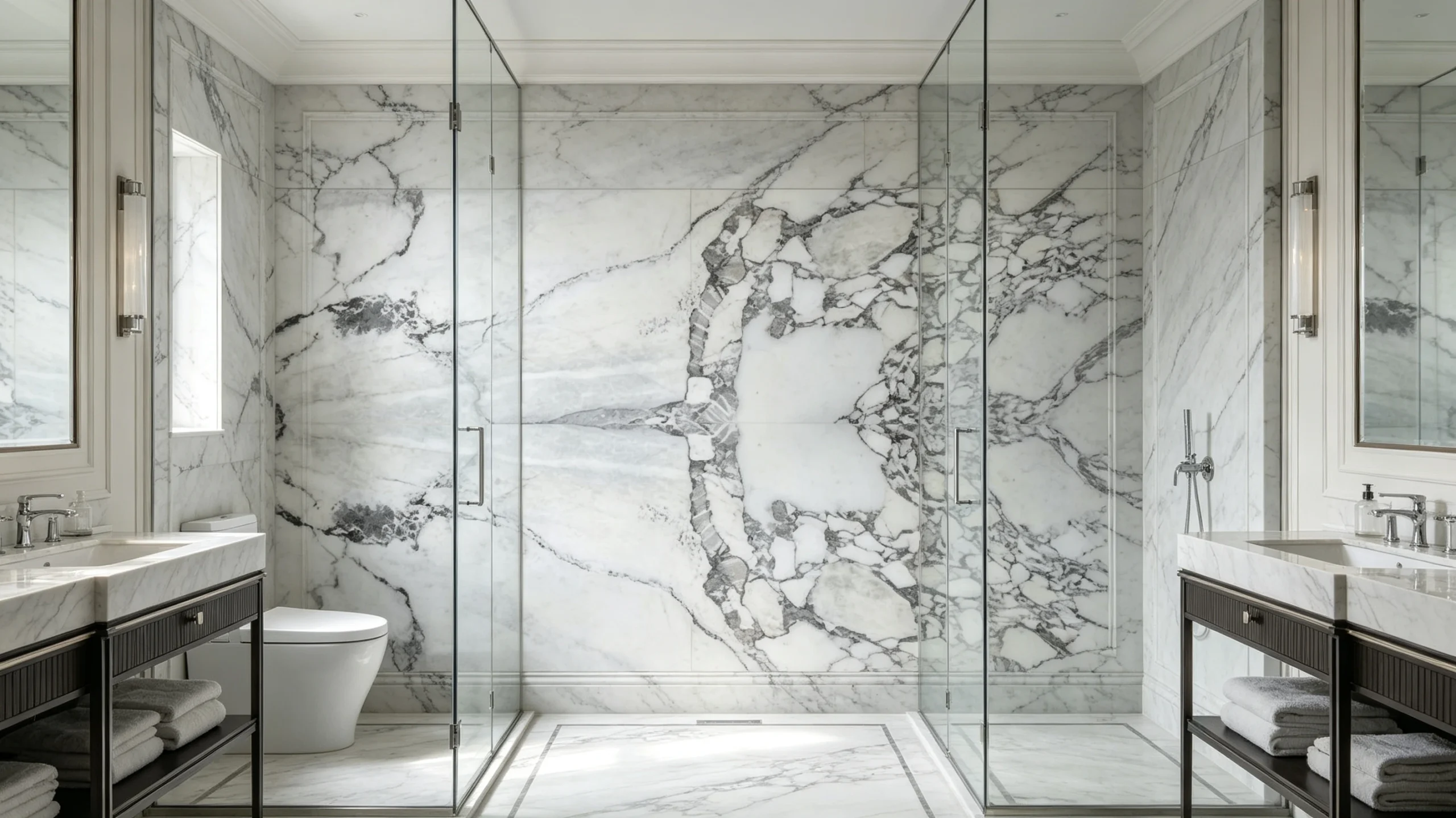 Arabescato Vagli Rq Marble Bathroom Wall