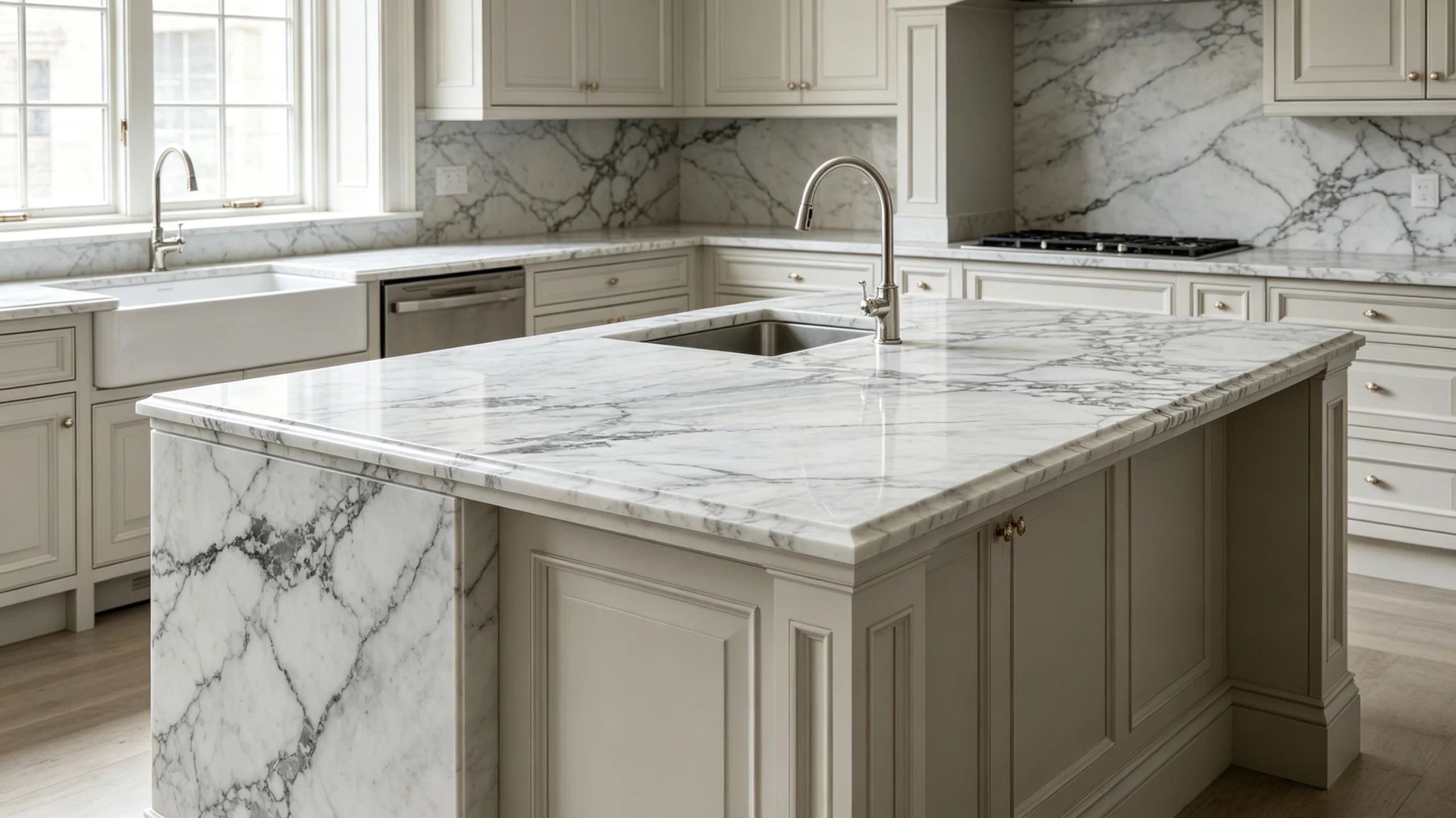 Arabescato Vagli Rq Marble Kitchen Island