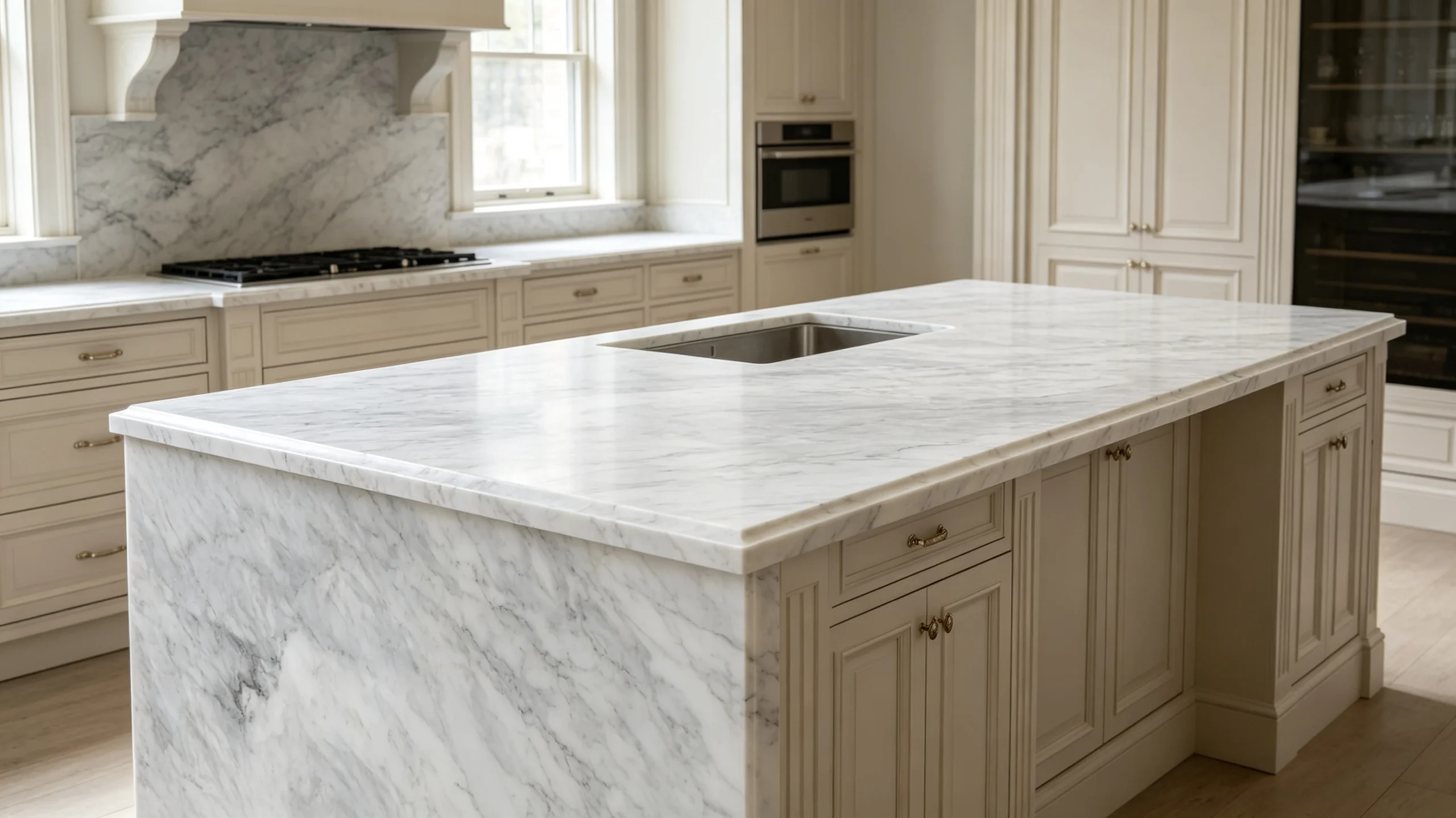Arabescatus Marble Kitchen Island