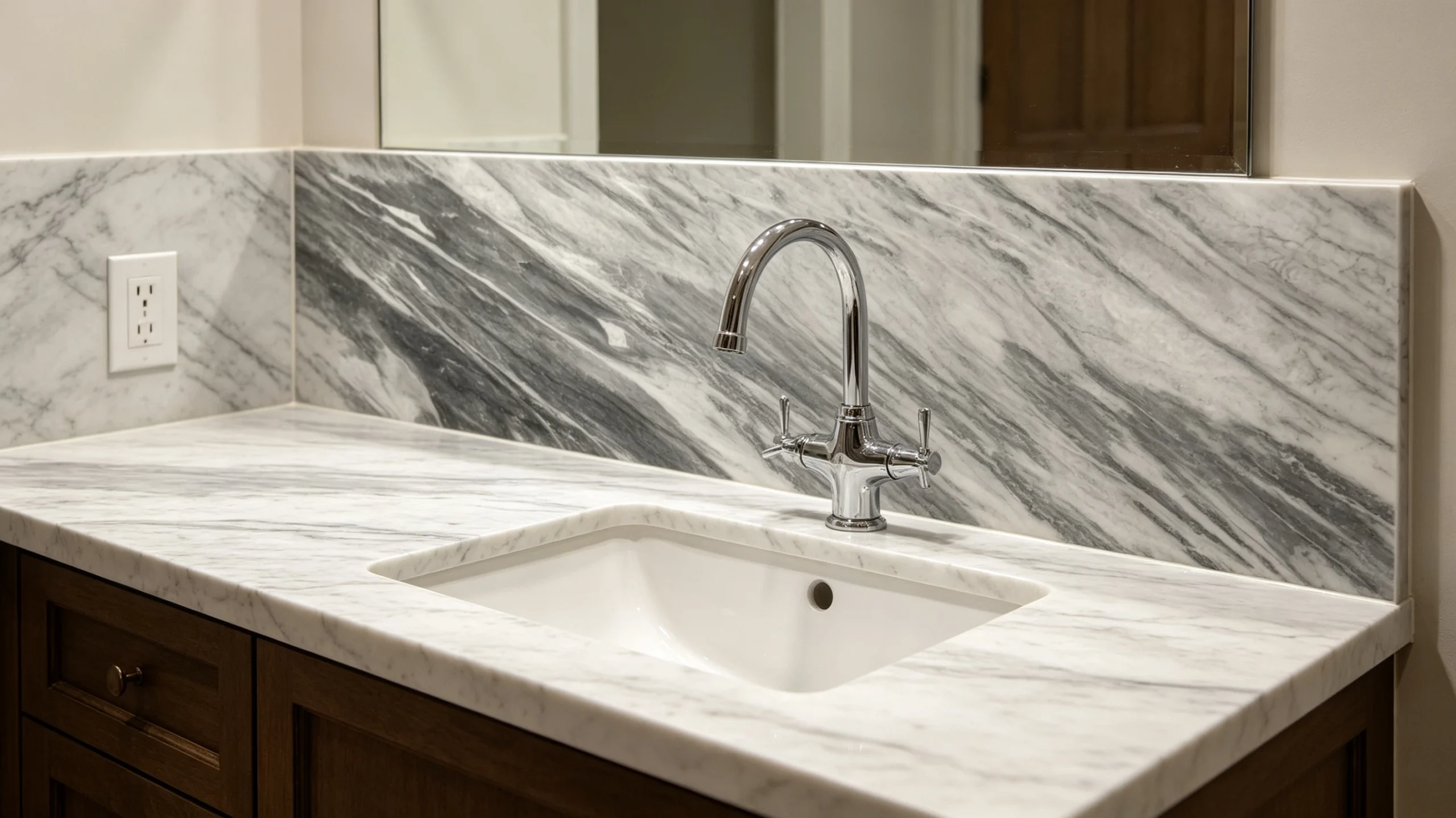 Bardiglio Marble Bathroom Backsplash