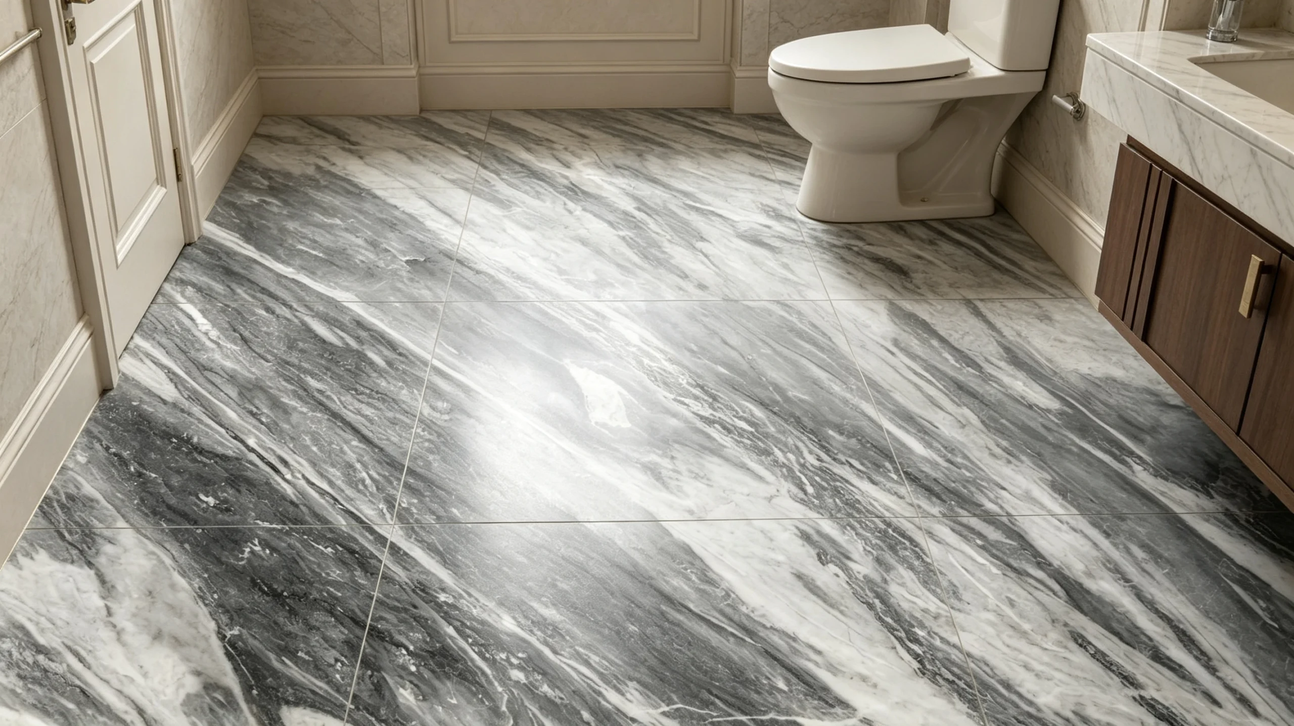 Bardiglio Marble Bathroom Floor