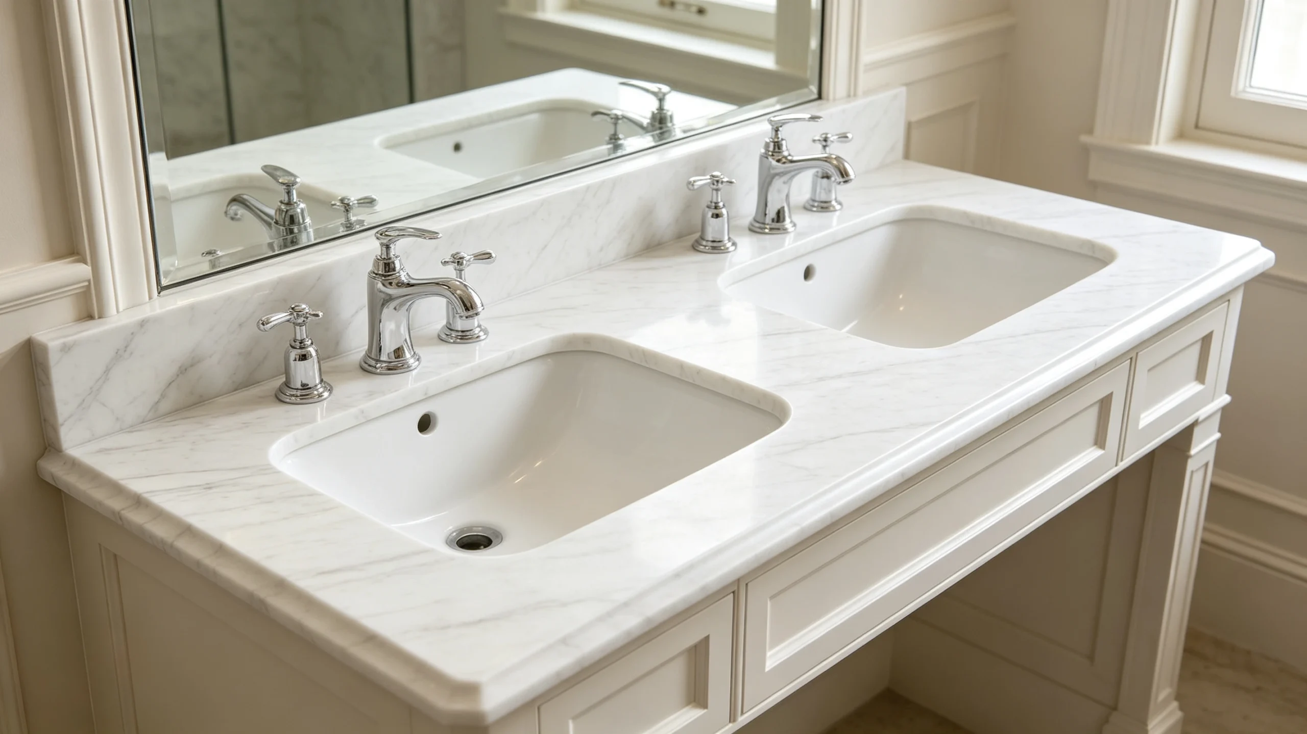 Bianco Altissimo Marble Bathroom Vanity