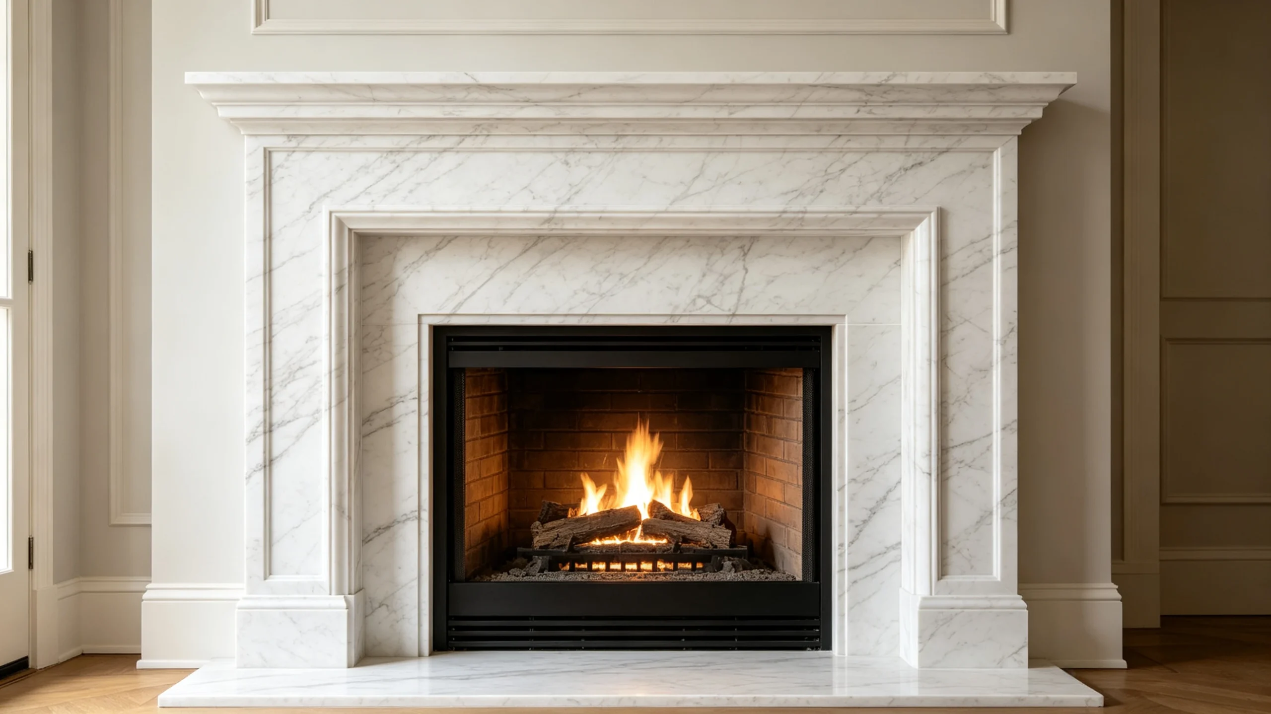 Bianco Altissimo Marble Fireplace Surround
