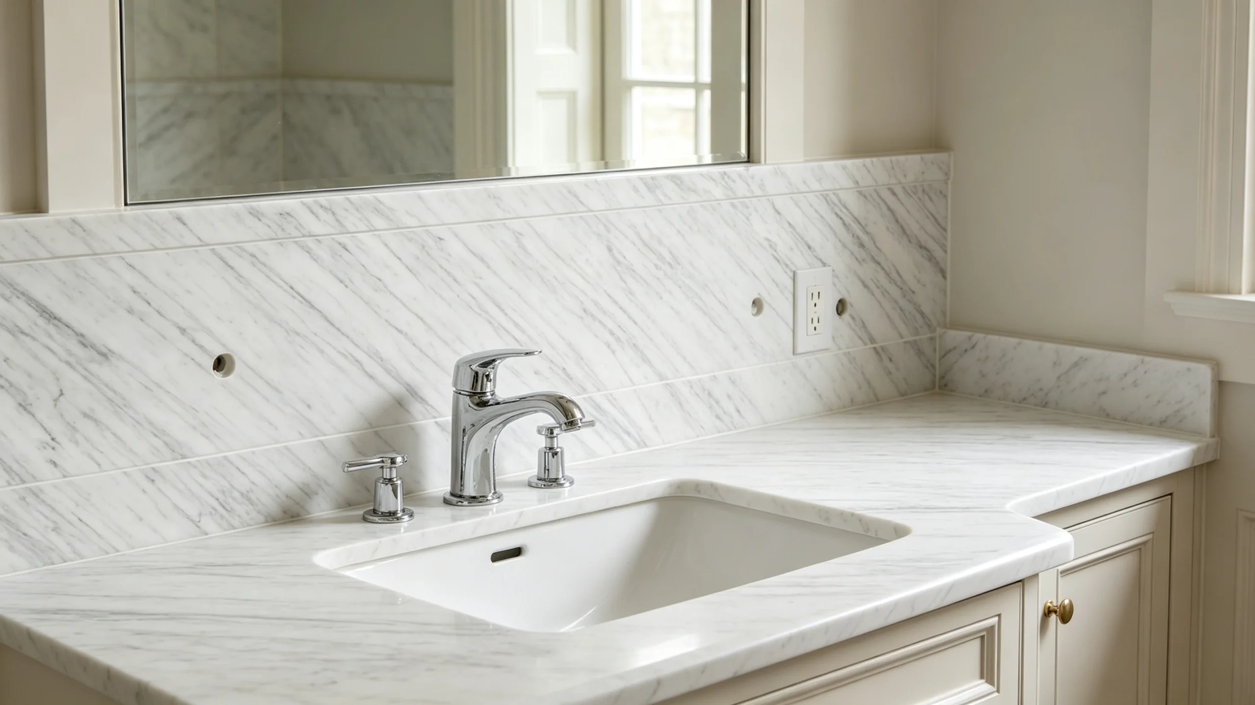 Bianco Gioia Marble Bathroom Backsplash