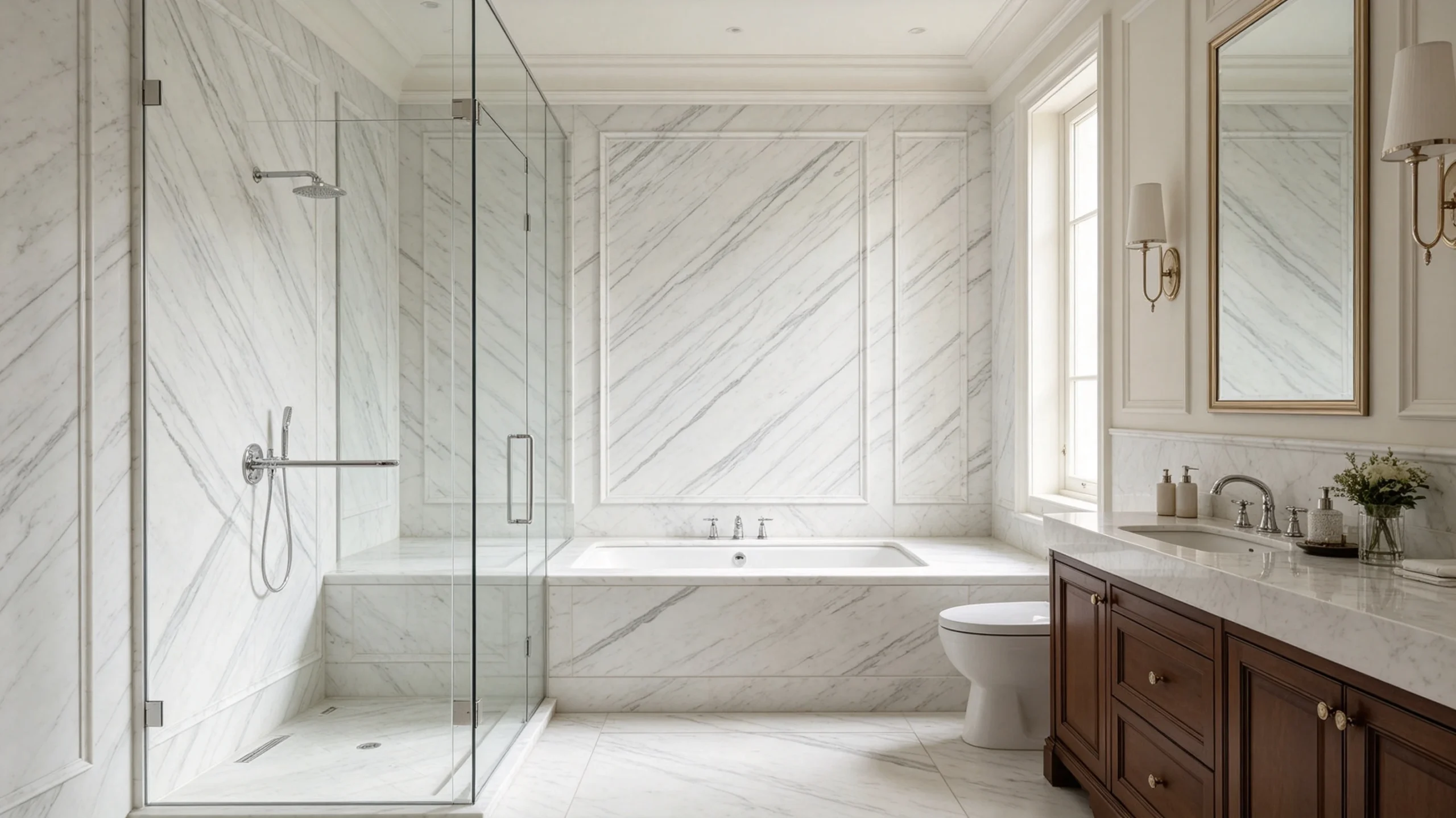 Bianco Gioia Marble Bathroom Wall