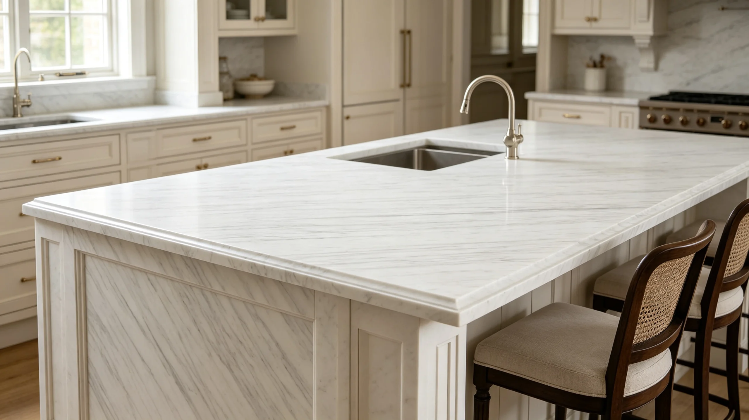 Bianco Gioia Marble Kitchen Island