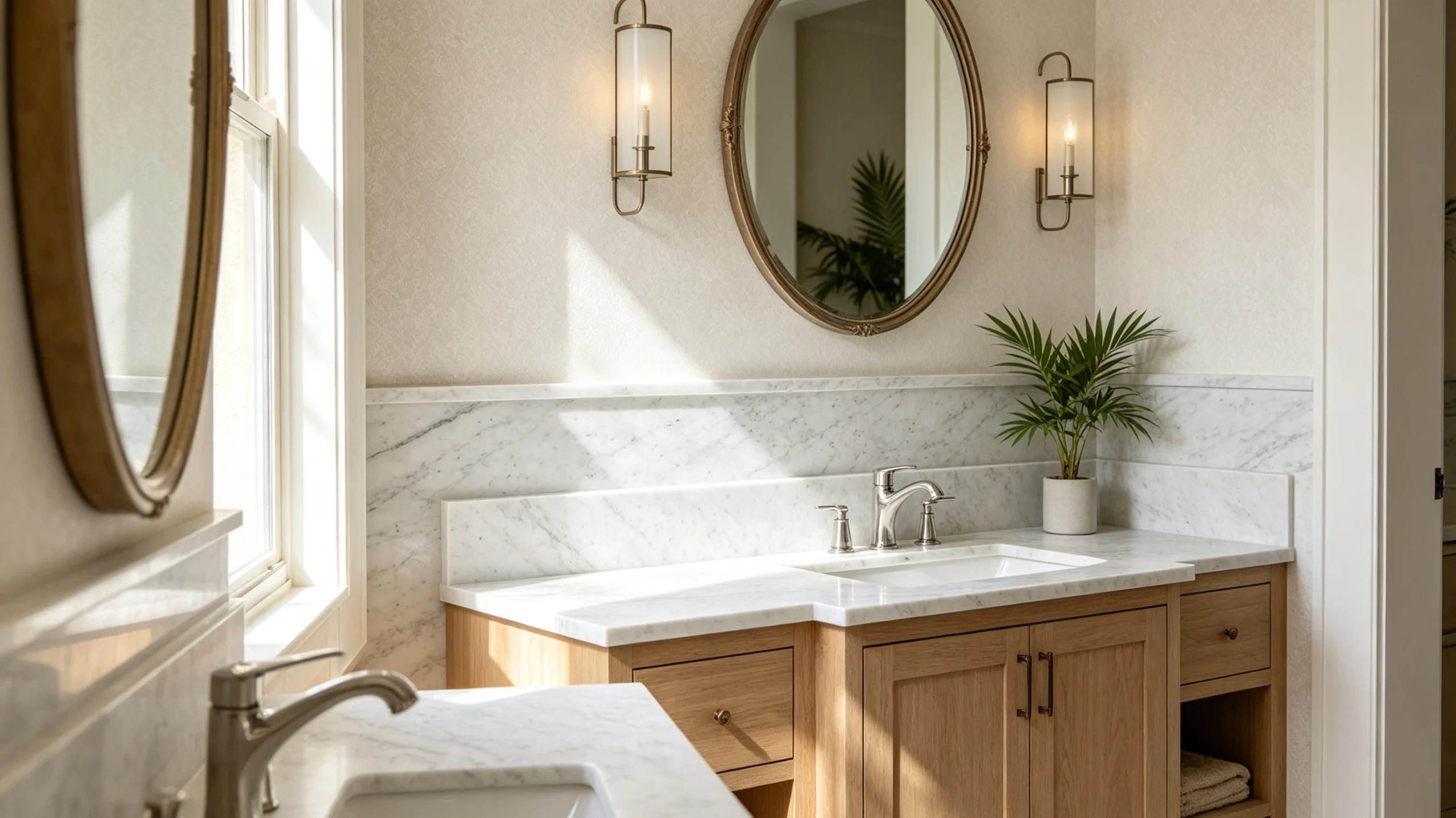 Bianco Goia Marble Bathroom Backsplash