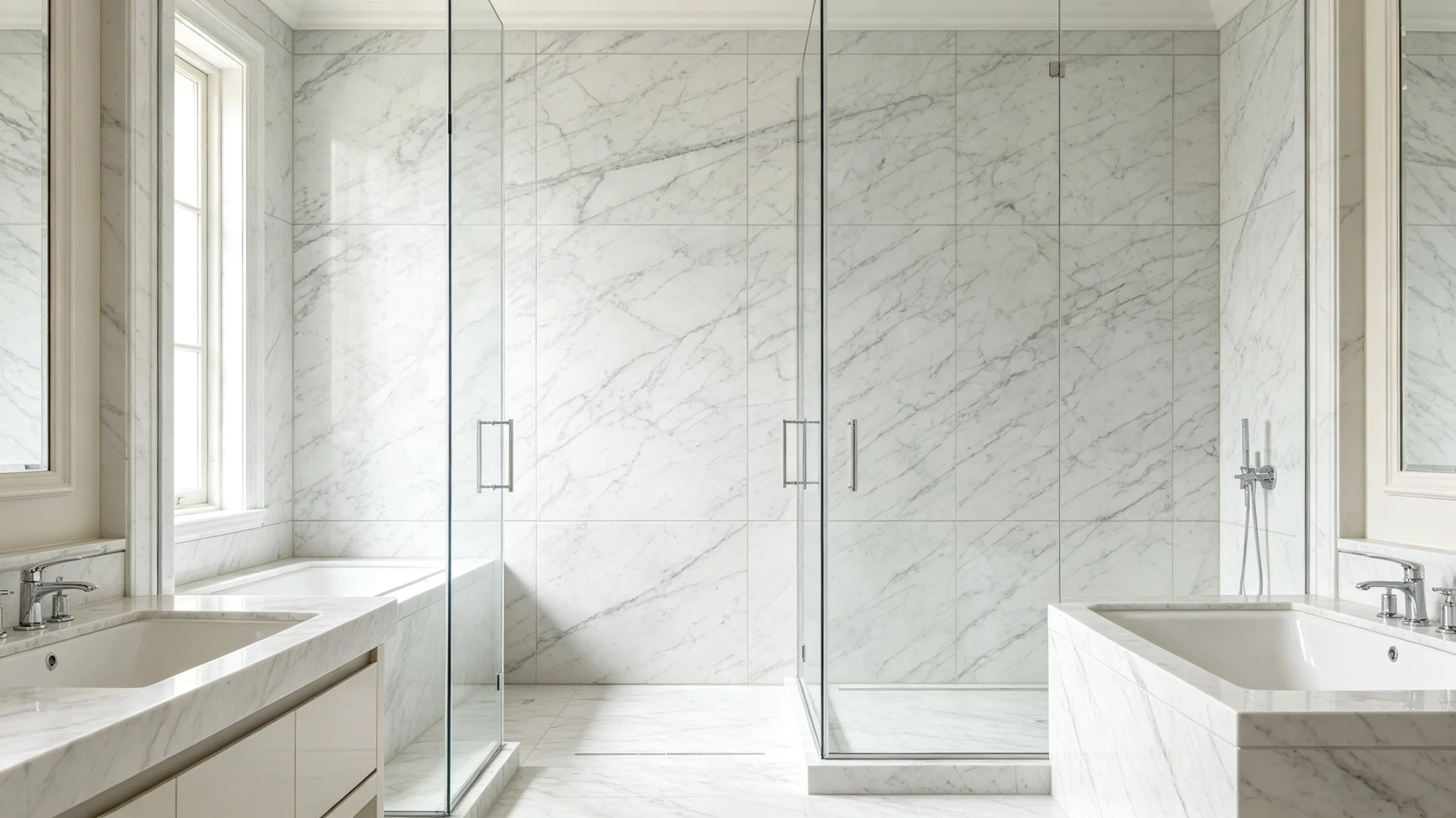 Bianco Goia Marble Bathroom Wall