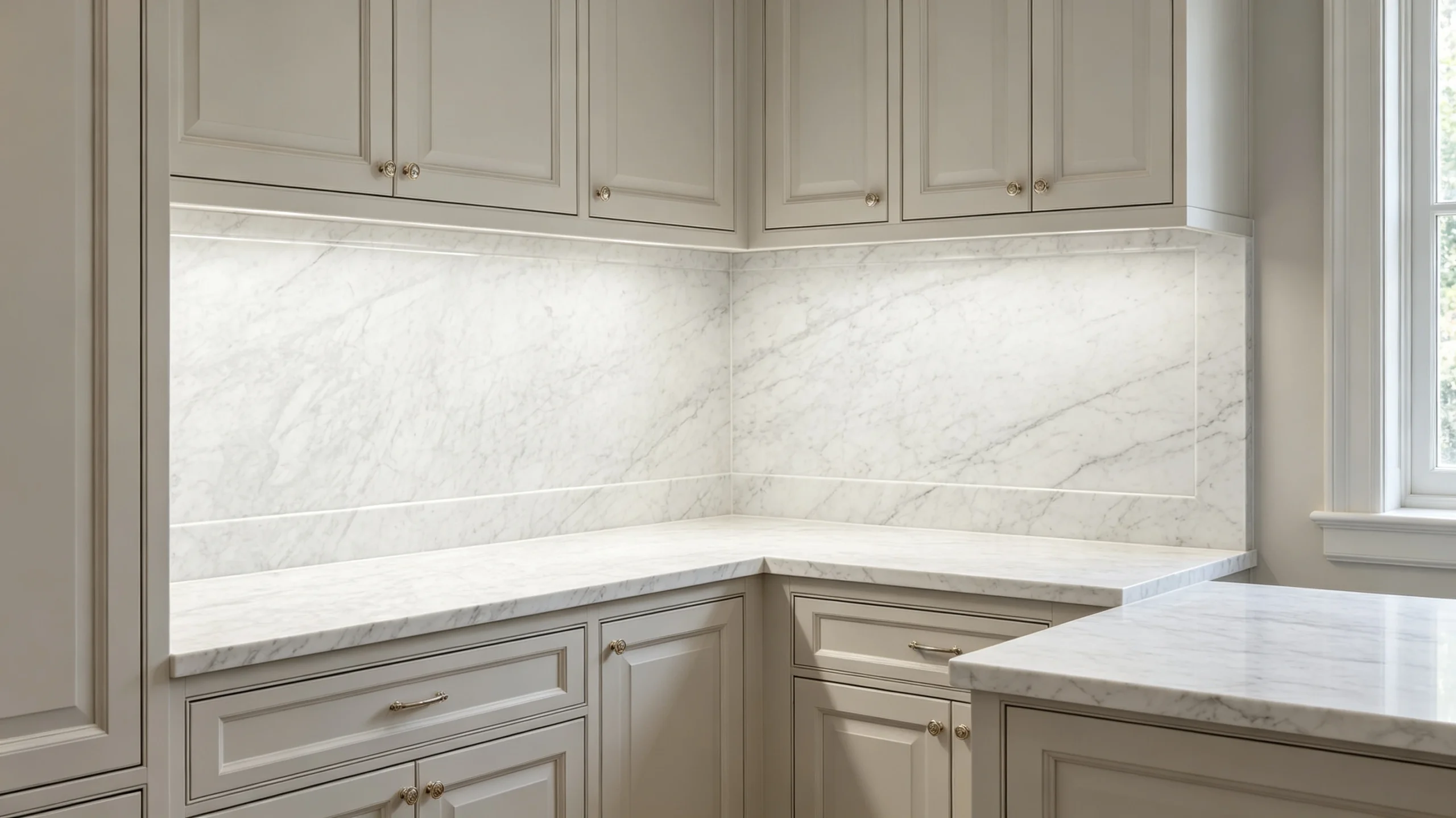 Bianco Goia Marble Butler Pantry