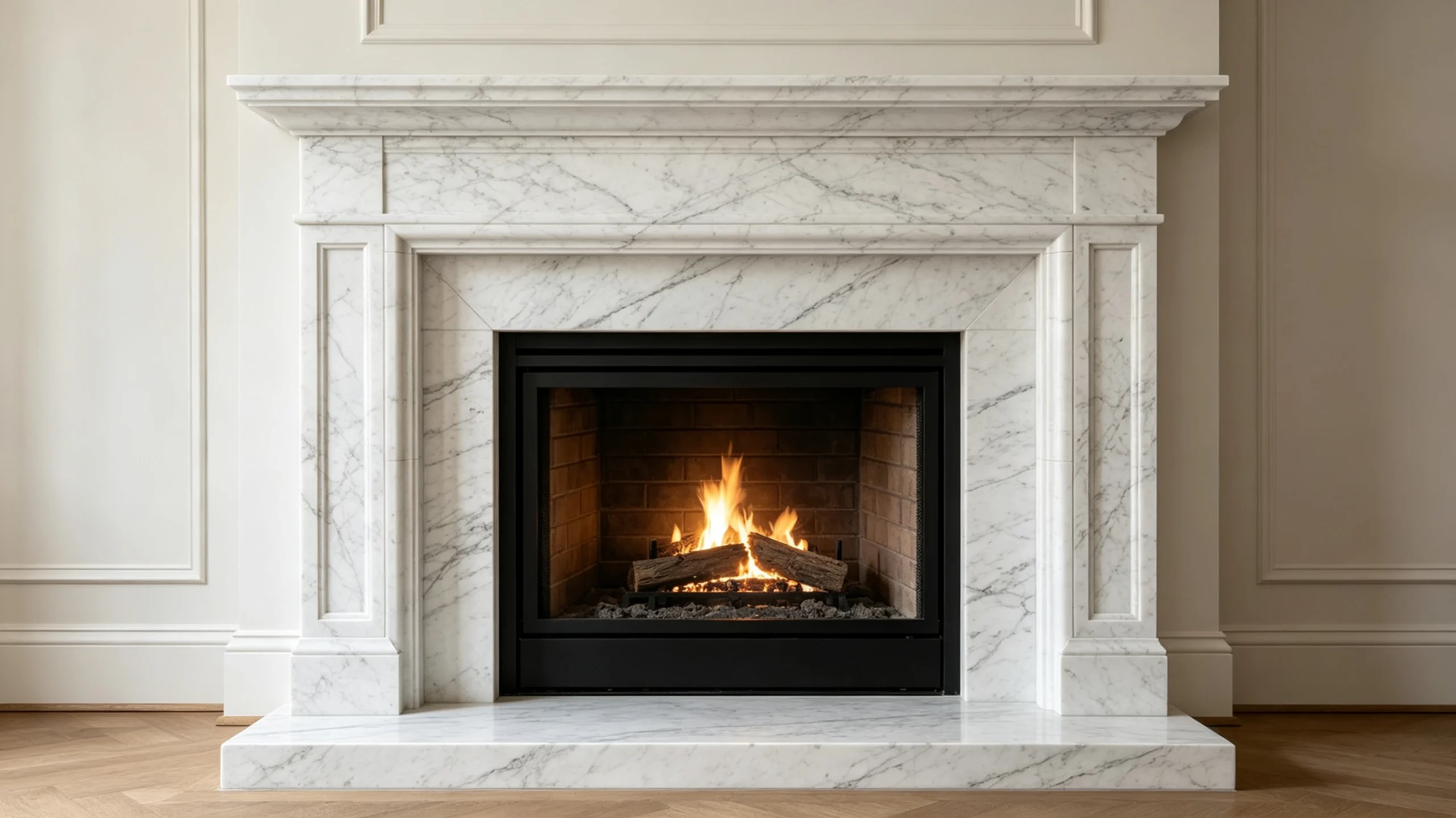 Bianco Goia Marble Fireplace Surround