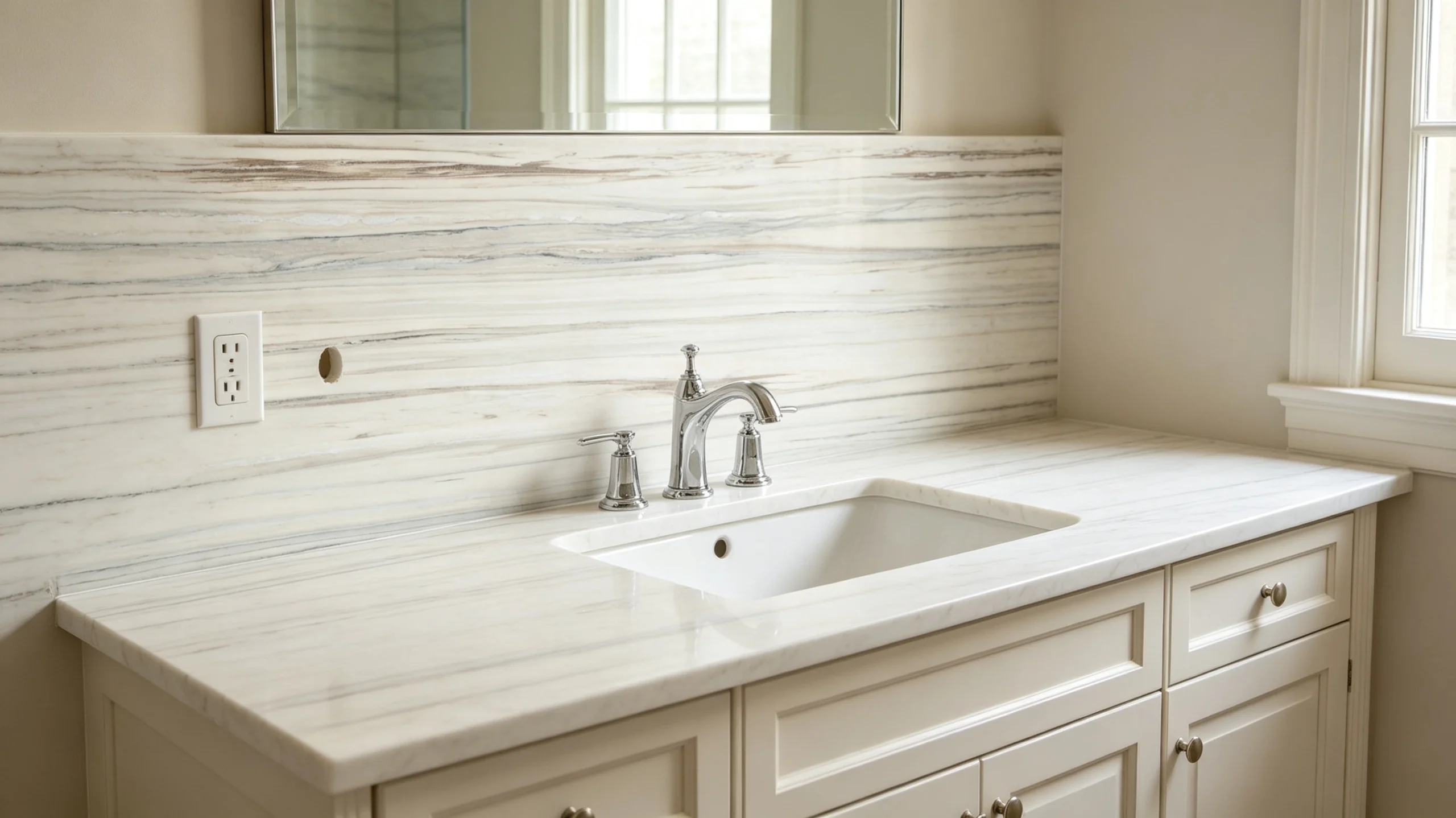 Bianco Ibiza Marble Bathroom Backsplash