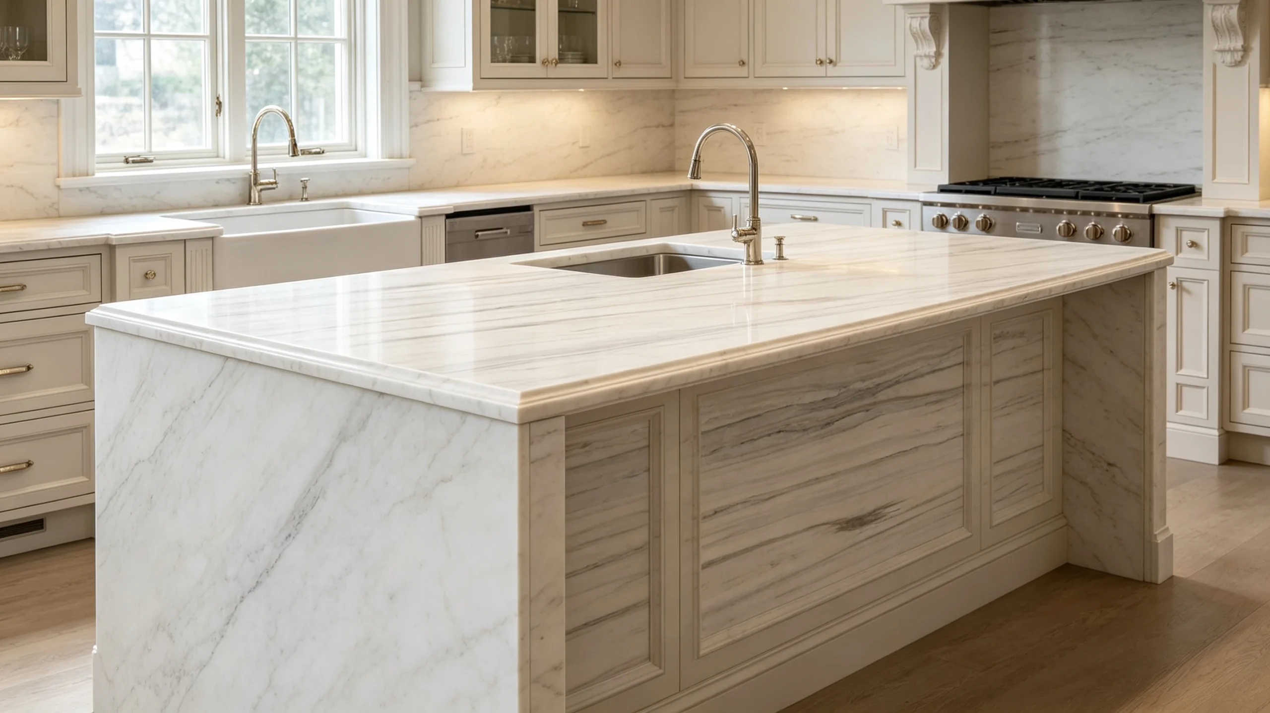 Bianco Ibiza Marble Kitchen Island