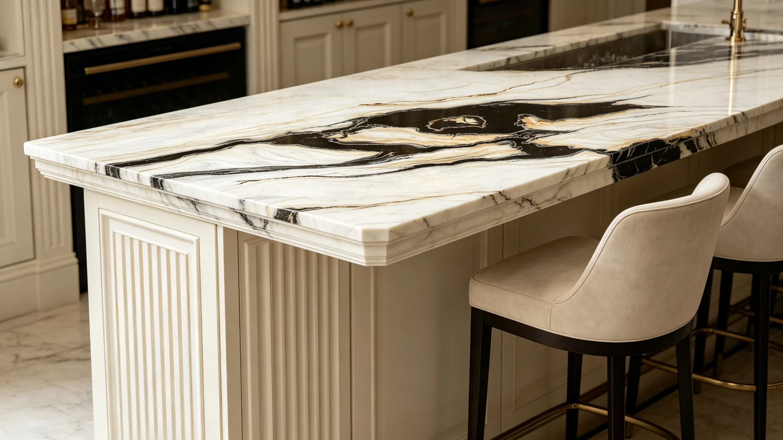 Bianco Nero Oro Marble Bar