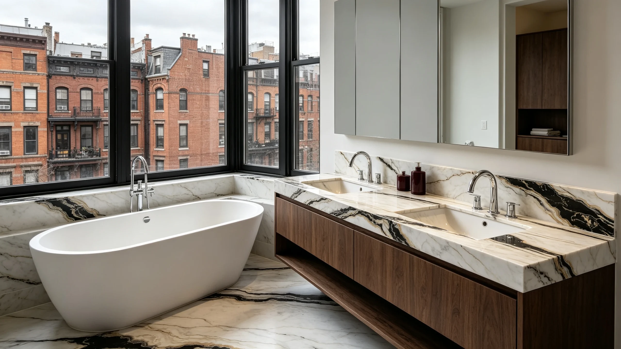 Bianco Nero Oro Marble Bathroom Vanity