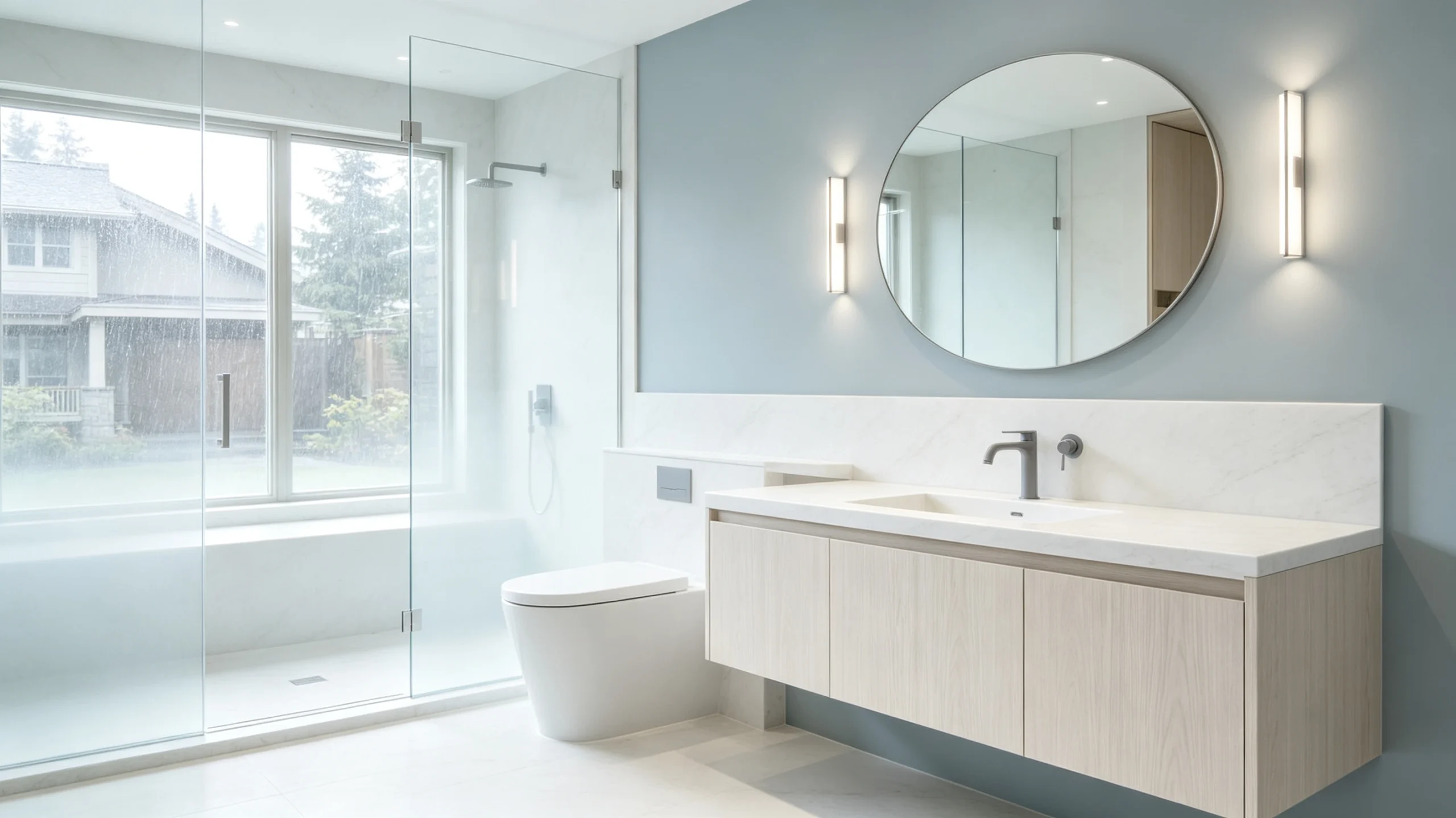 Bianco Neve Marble Bathroom Backsplash
