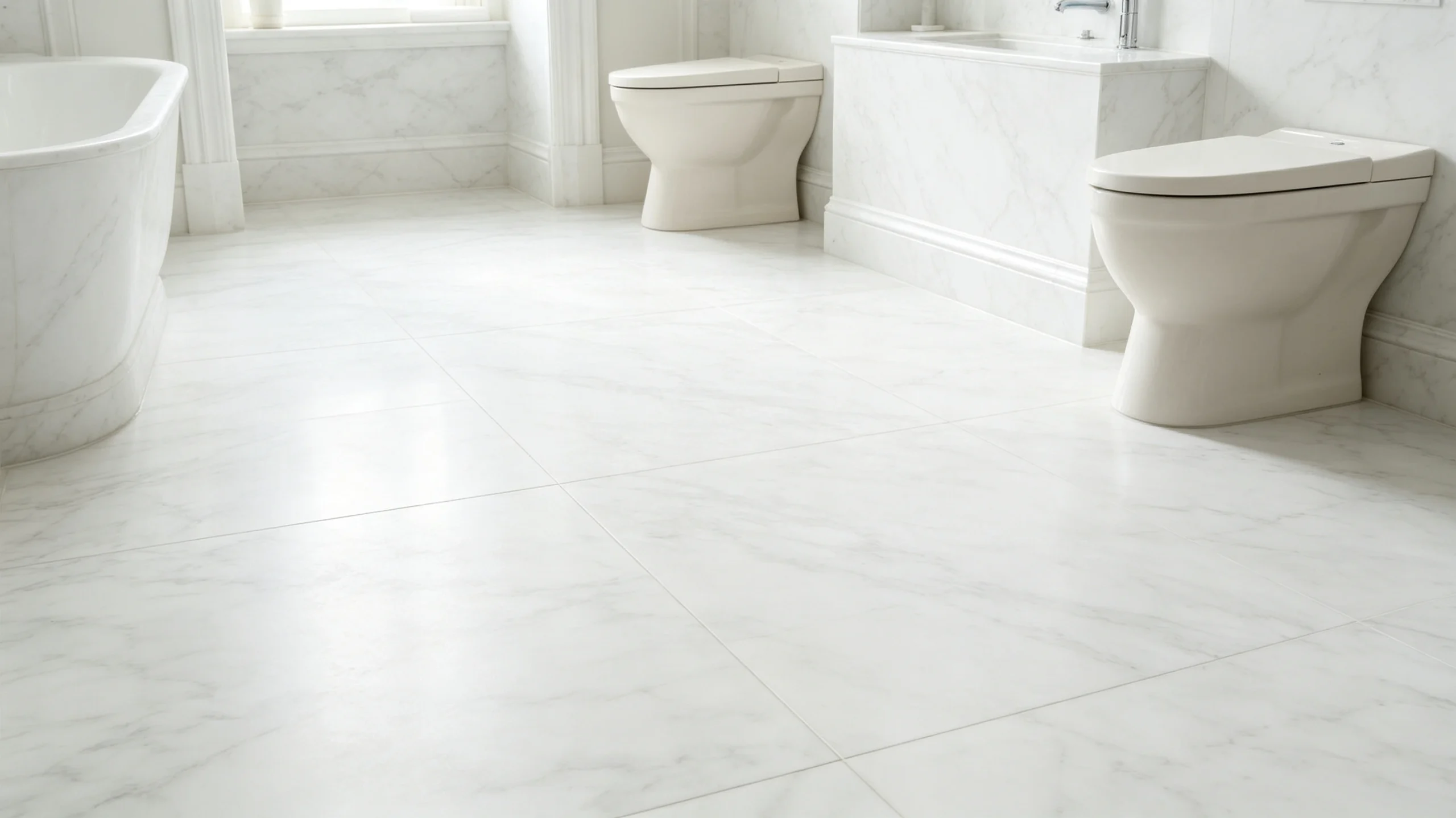 Bianco Neve Marble Bathroom Floor