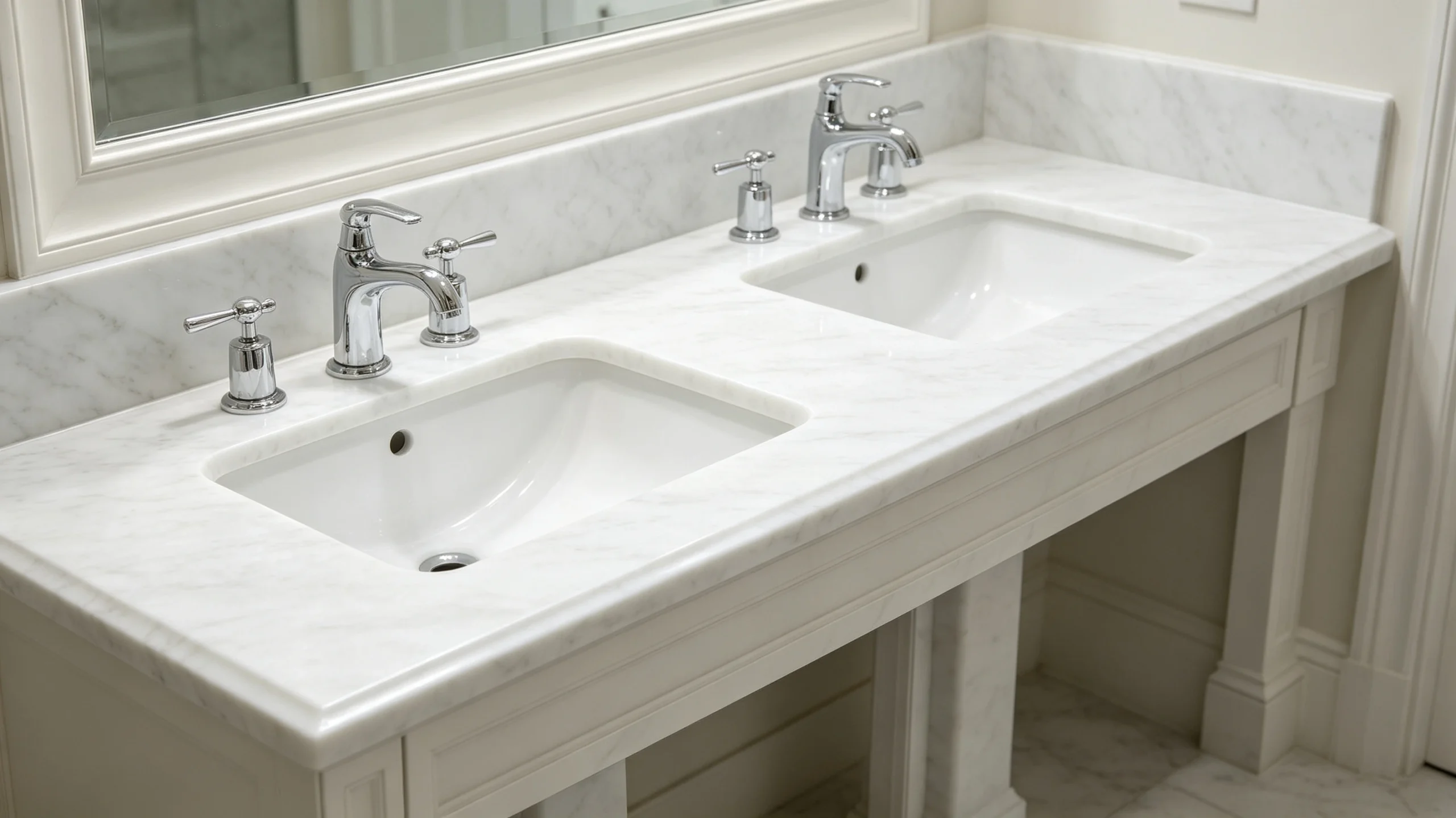 Bianco Neve Marble Bathroom Vanity