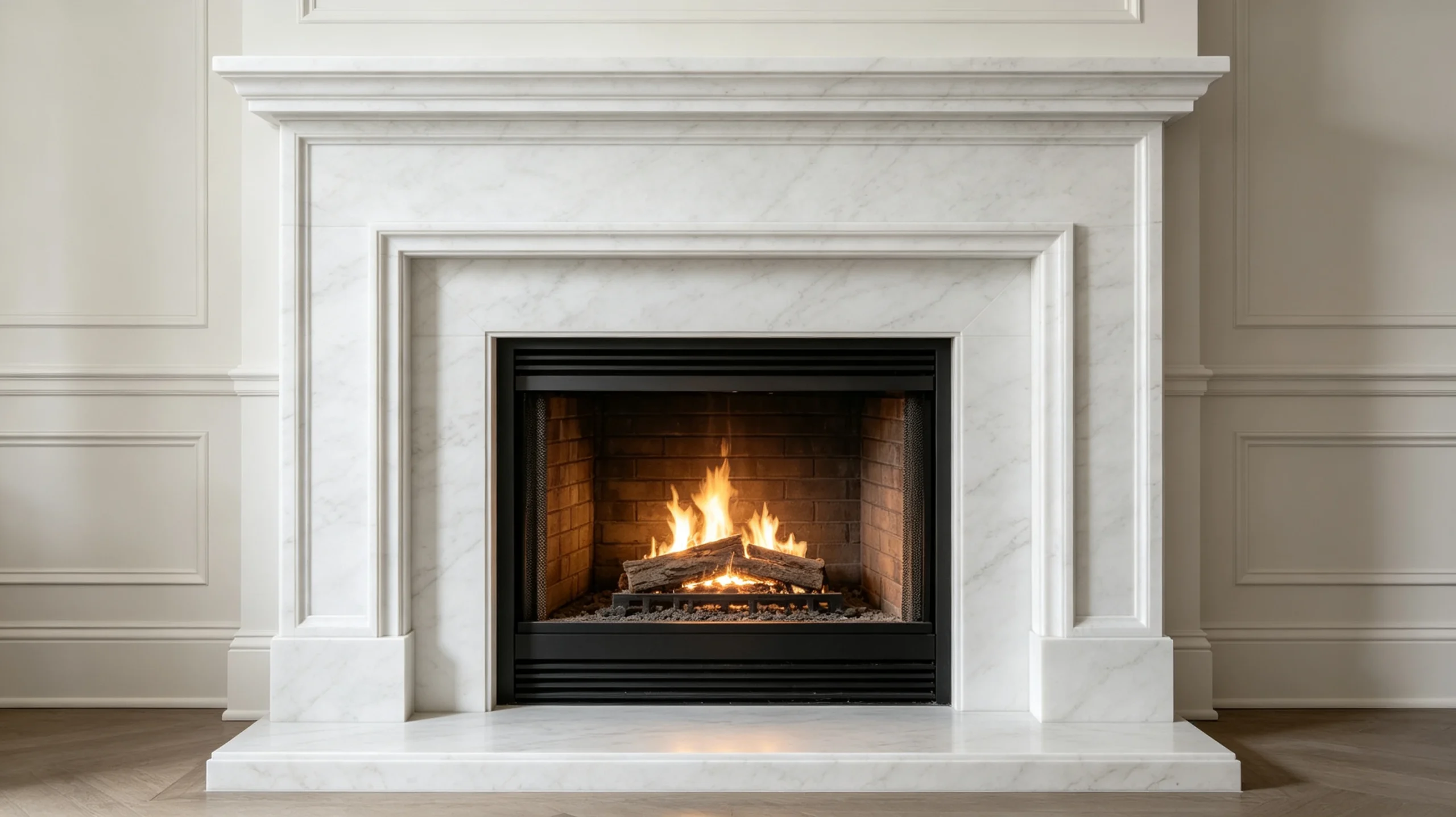 Bianco Neve Marble Fireplace Surround