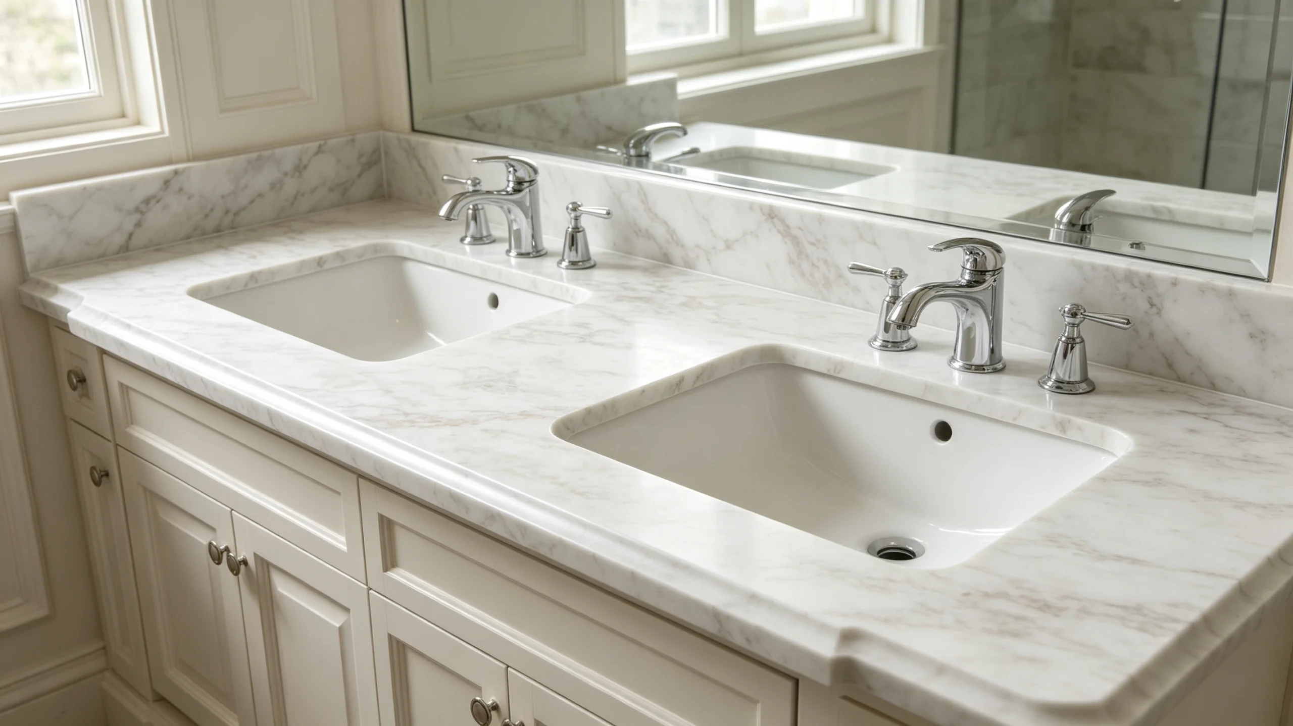 Bianco Rhino Marble Bathroom Vanity