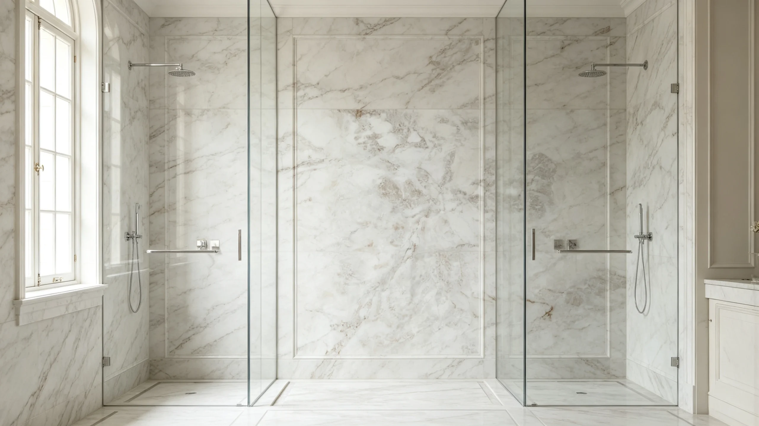 Bianco Rhino Marble Bathroom Wall