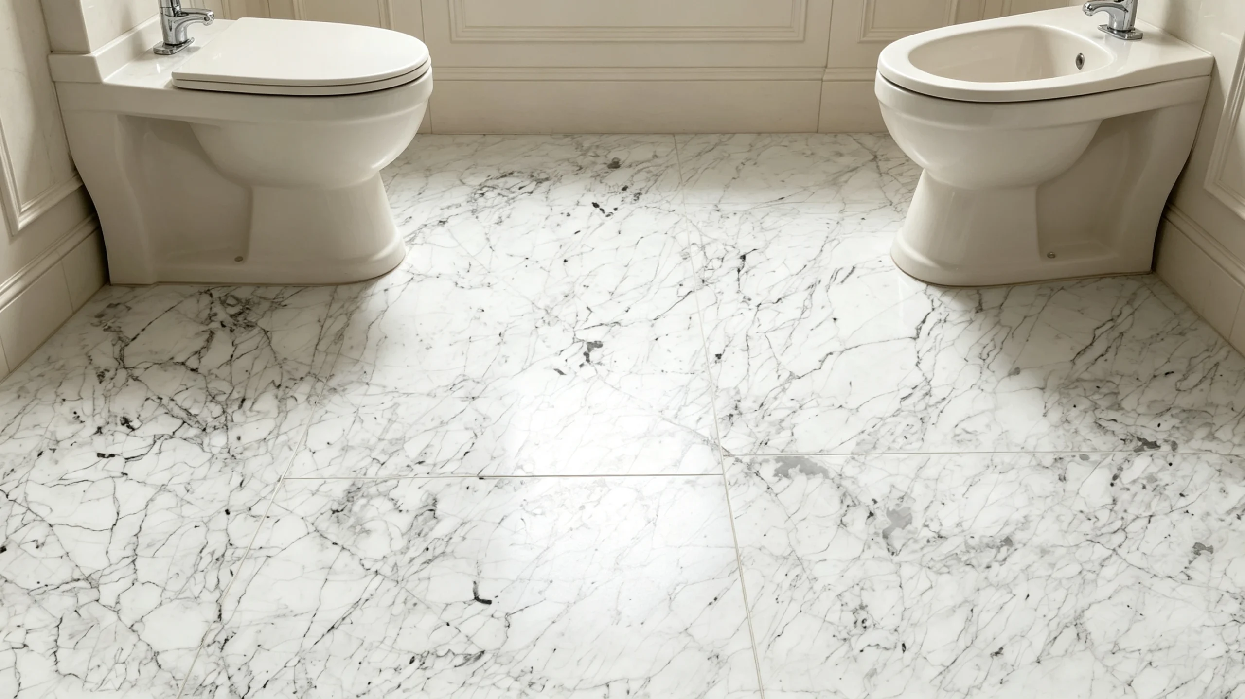 Bianco Venato Marble Bathroom Floor