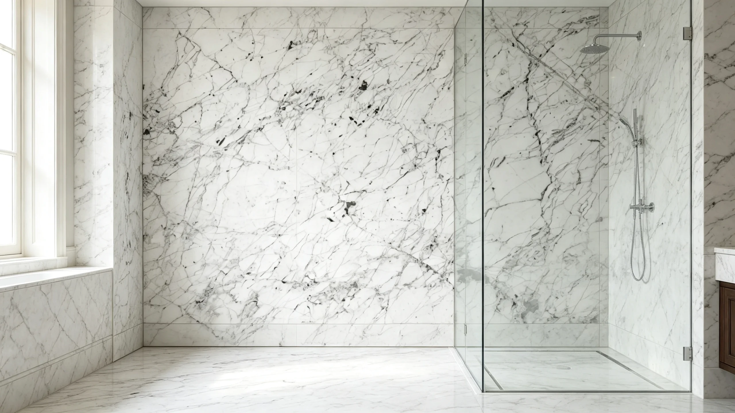 Bianco Venato Marble Bathroom Wall