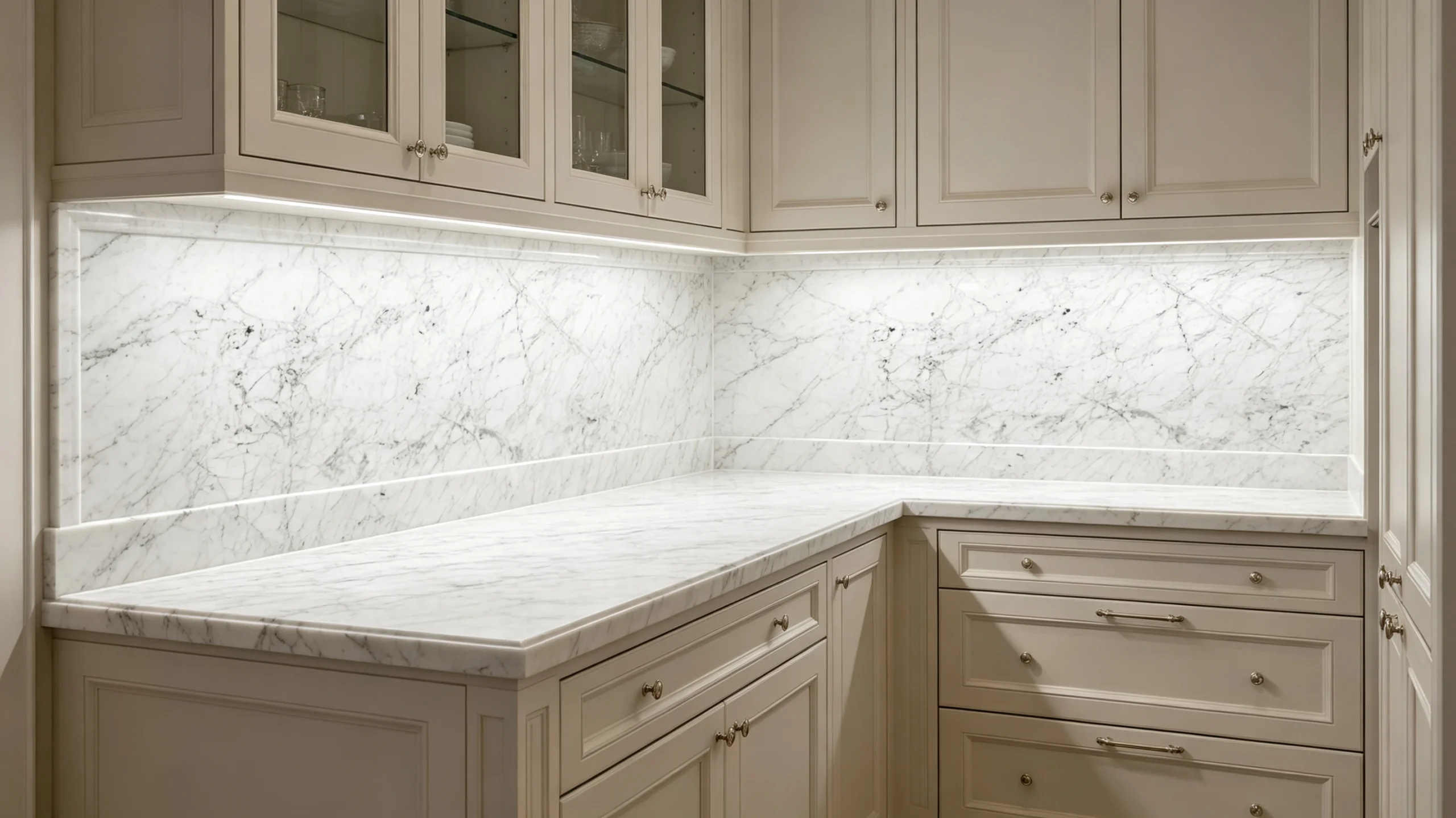 Bianco Venato Marble Butler Pantry