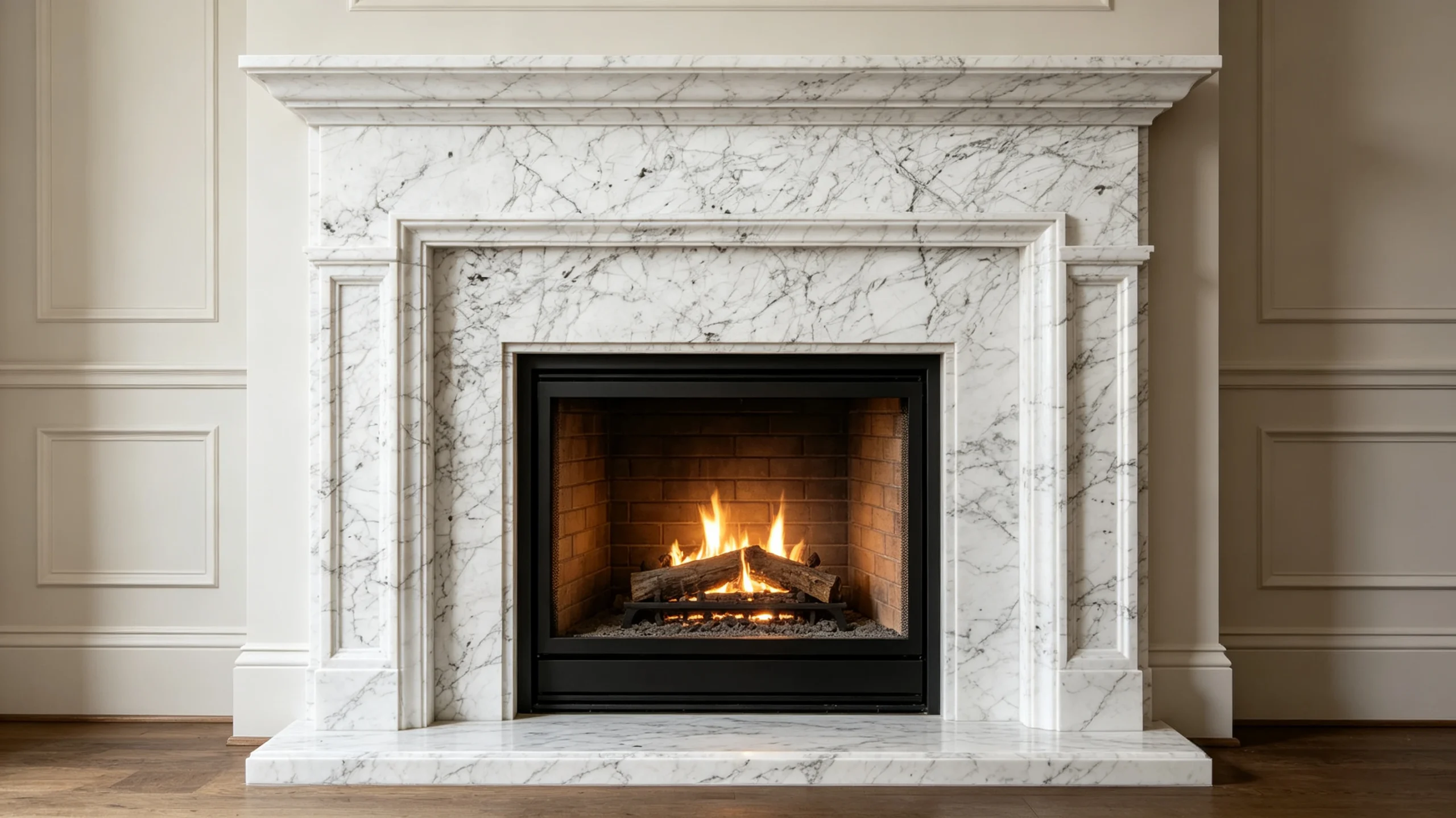 Bianco Venato Marble Fireplace Surround