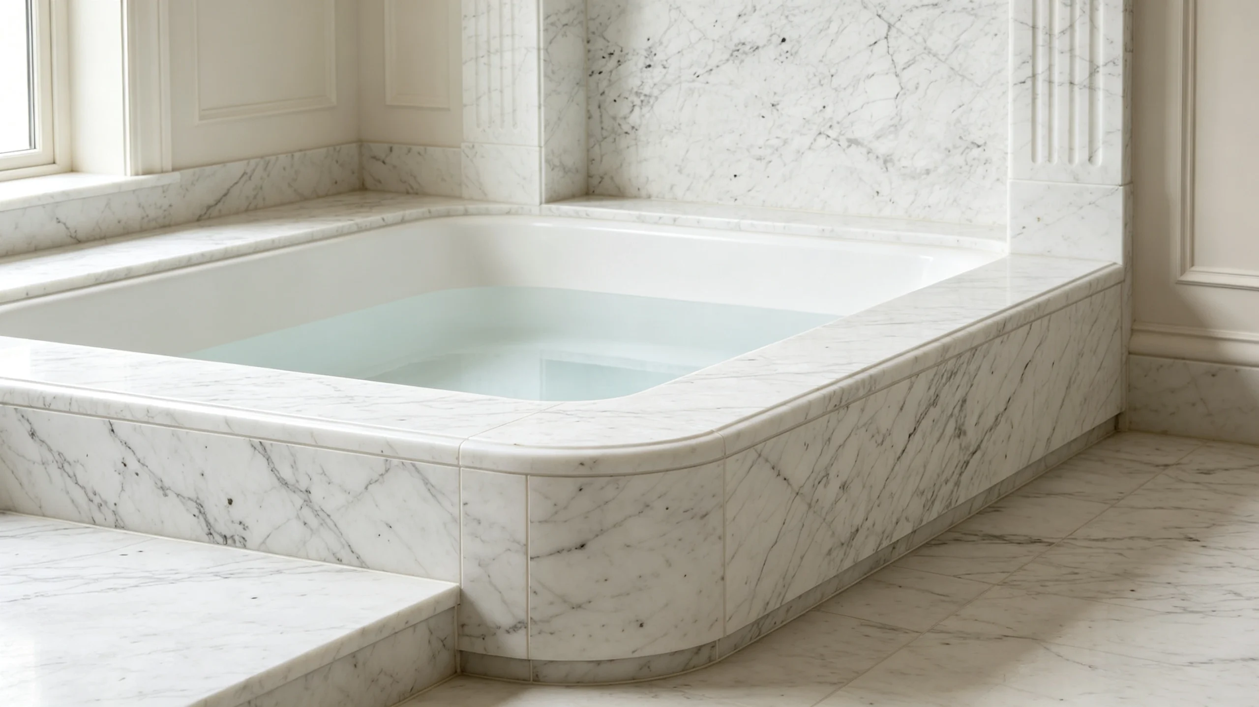 Bianco Venato Marble Hot-tub Surround