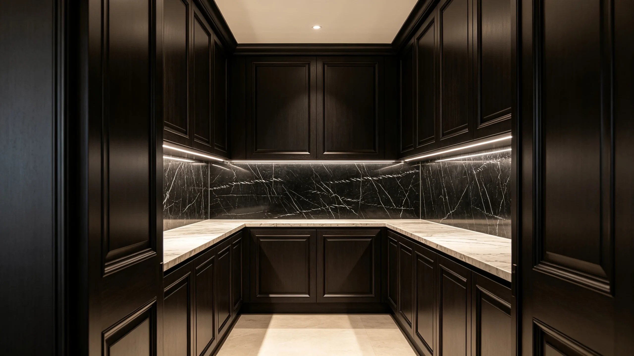 Black Marquina Marble Butler Pantry