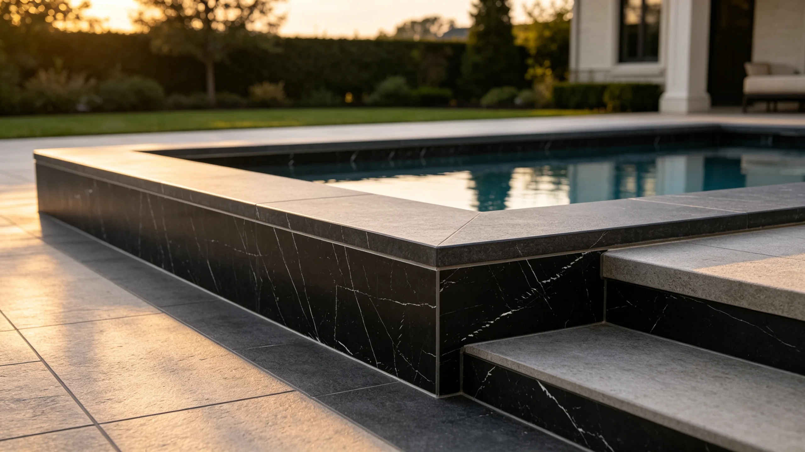 Black Marquina Marble Hot-tub Surround