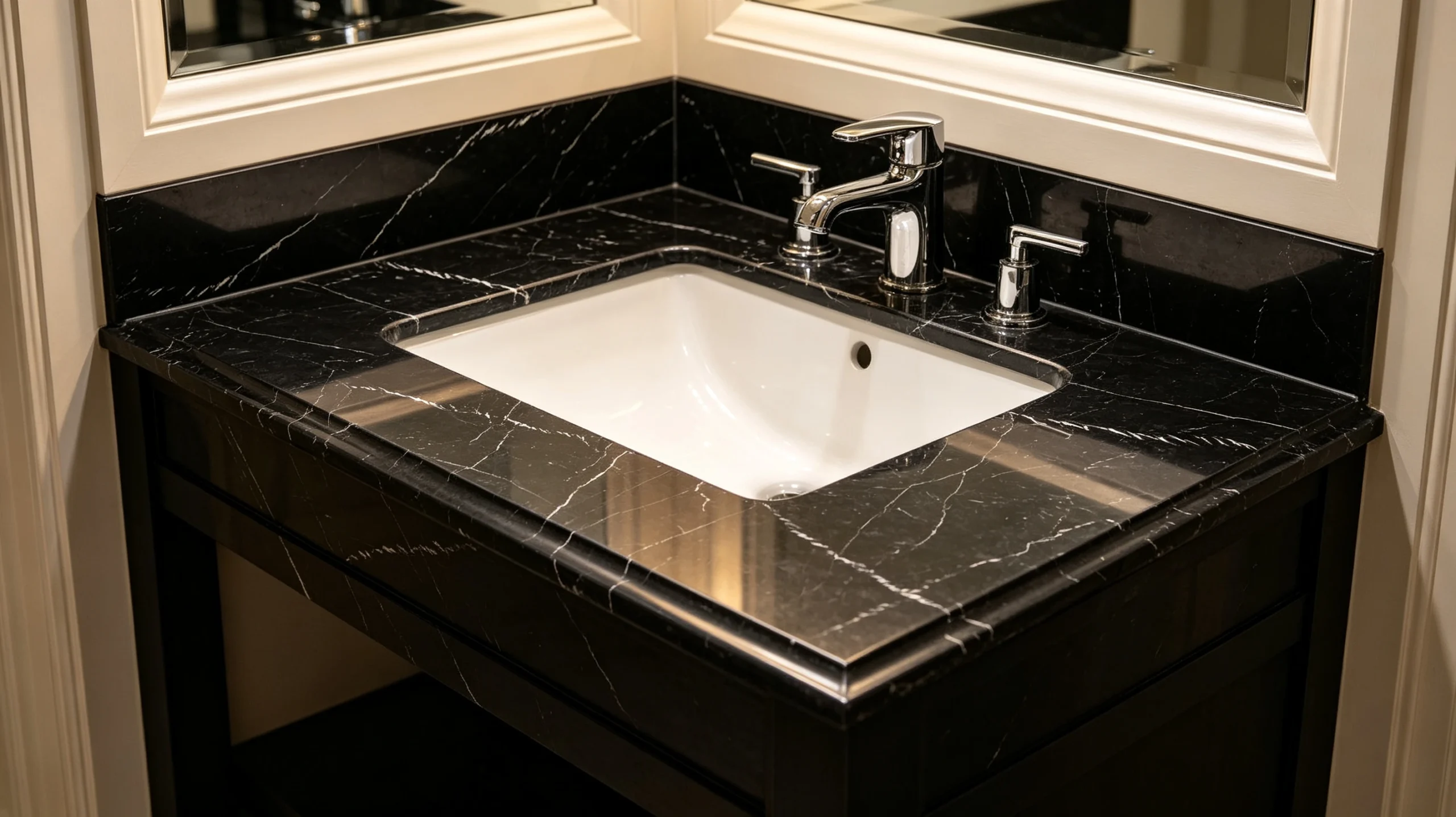 Black Marquina Marble Wash Station