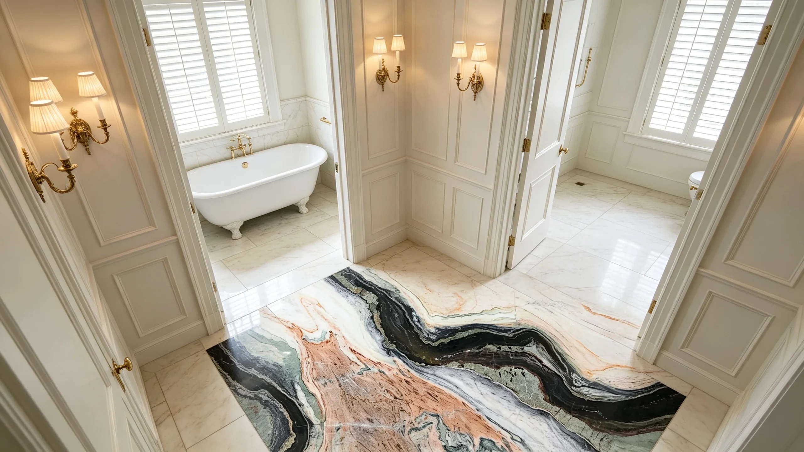 Botticelli Zucchi Stones Marble Bathroom Floor