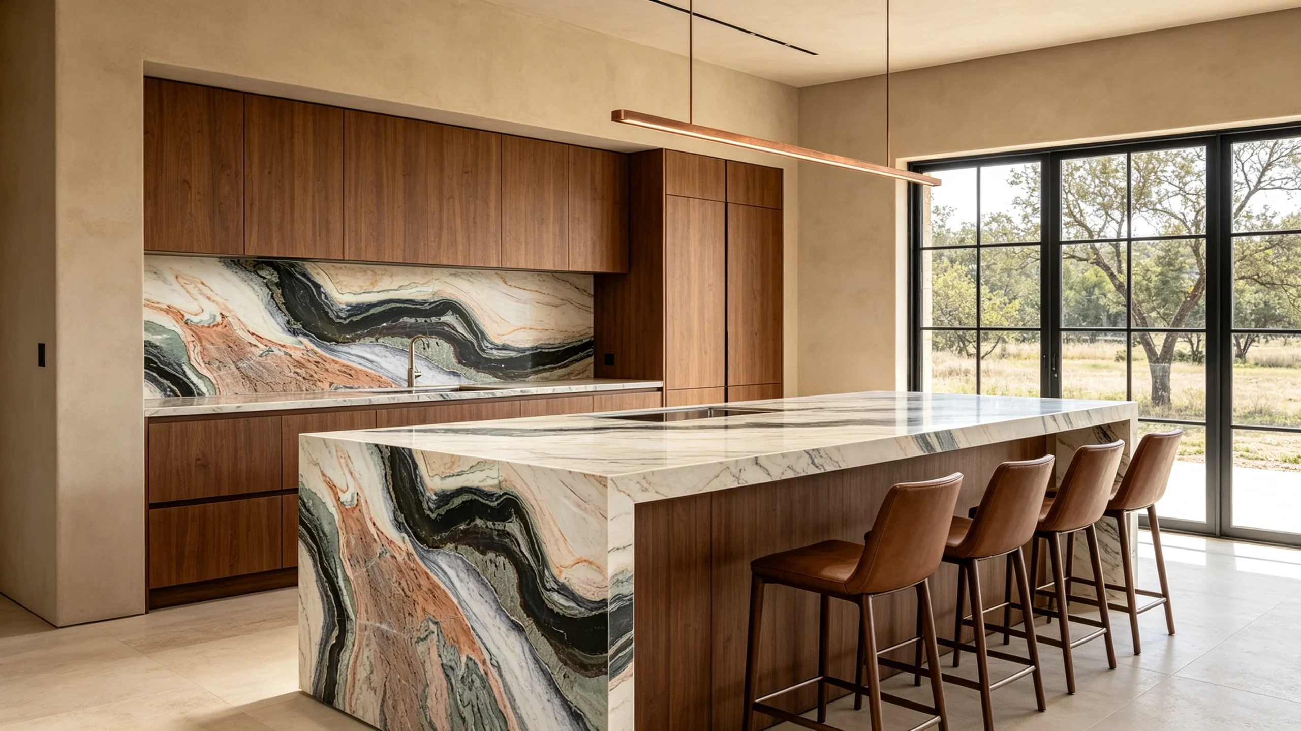 Botticelli Zucchi Stones Marble Kitchen Island