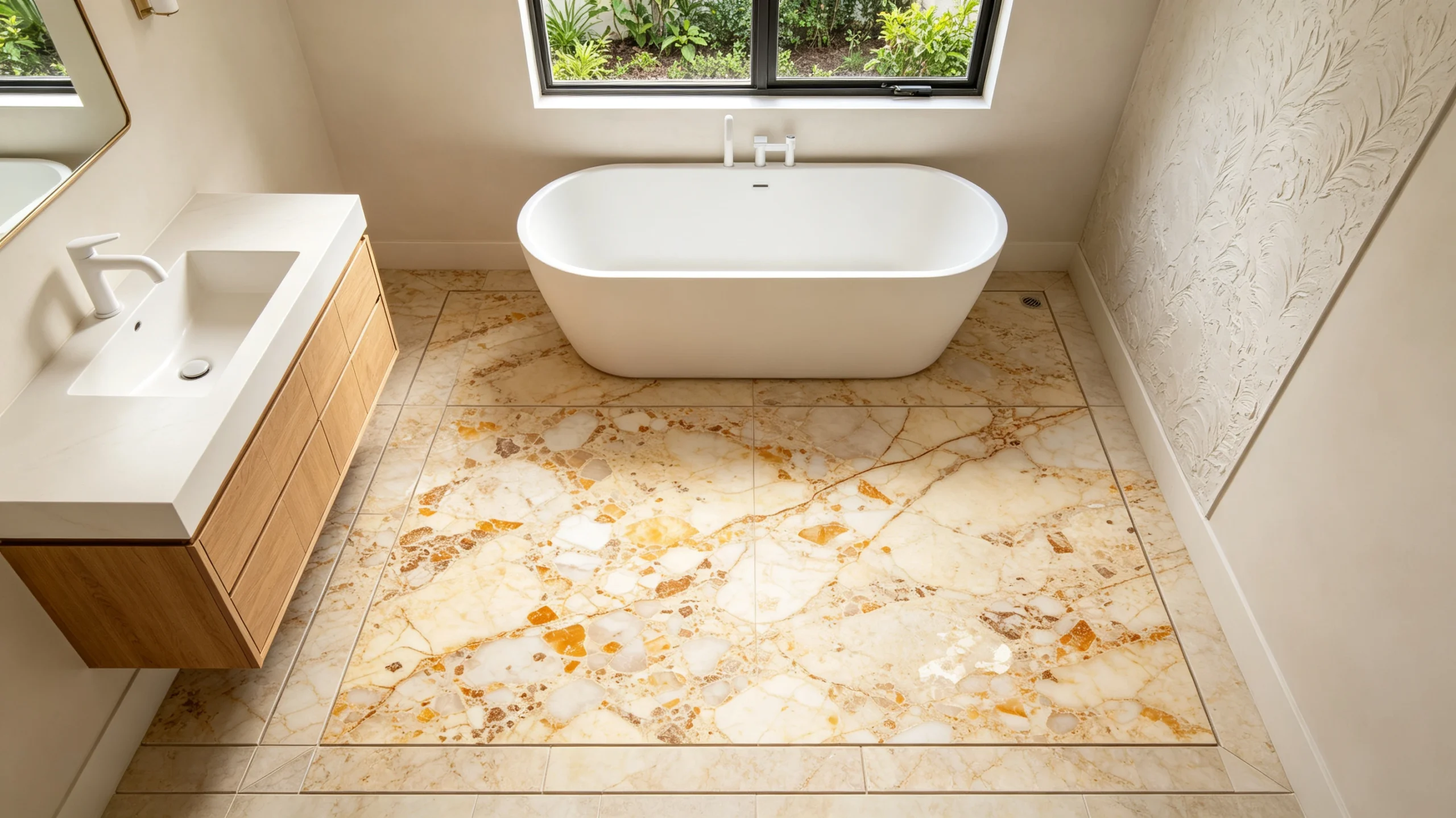 Breccia Oniciata Marble Bathroom Floor