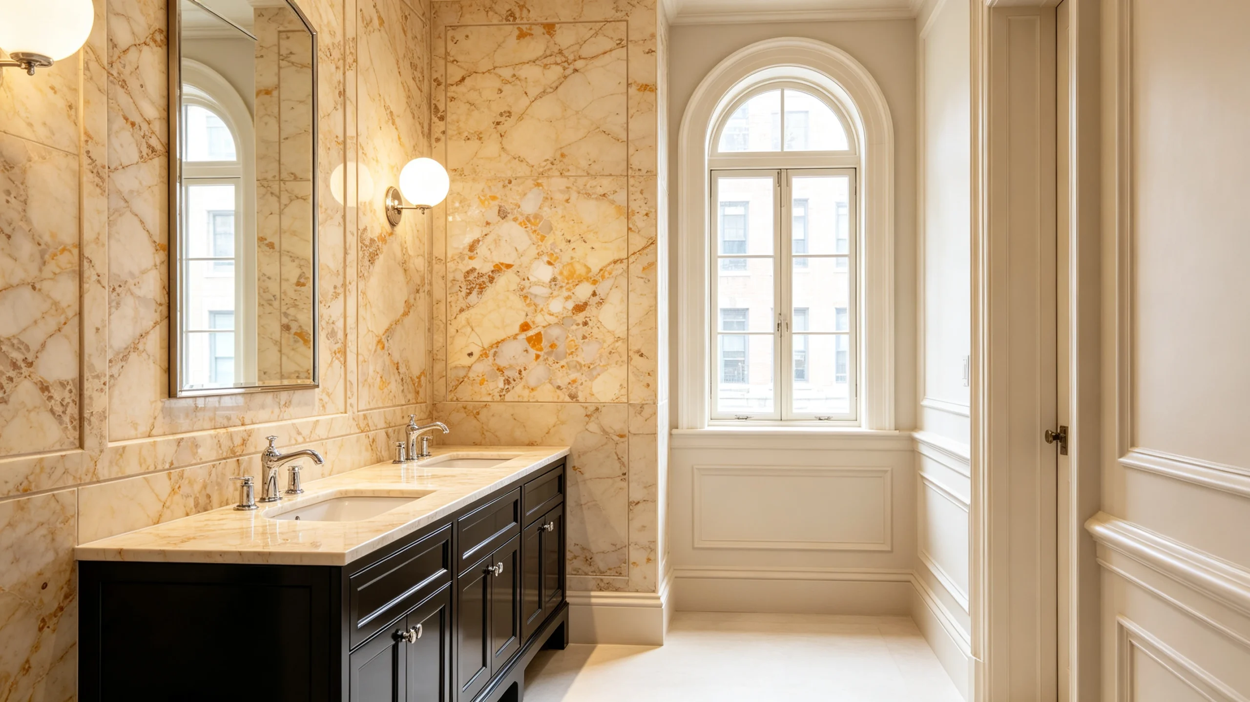 Breccia Oniciata Marble Bathroom Wall