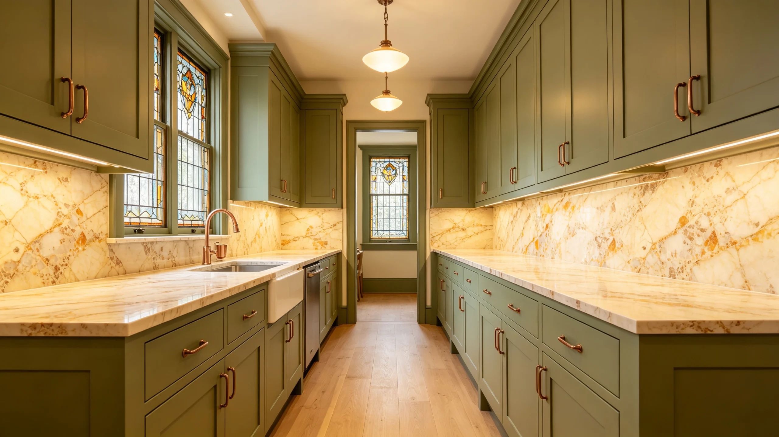 Breccia Oniciata Marble Butler Pantry