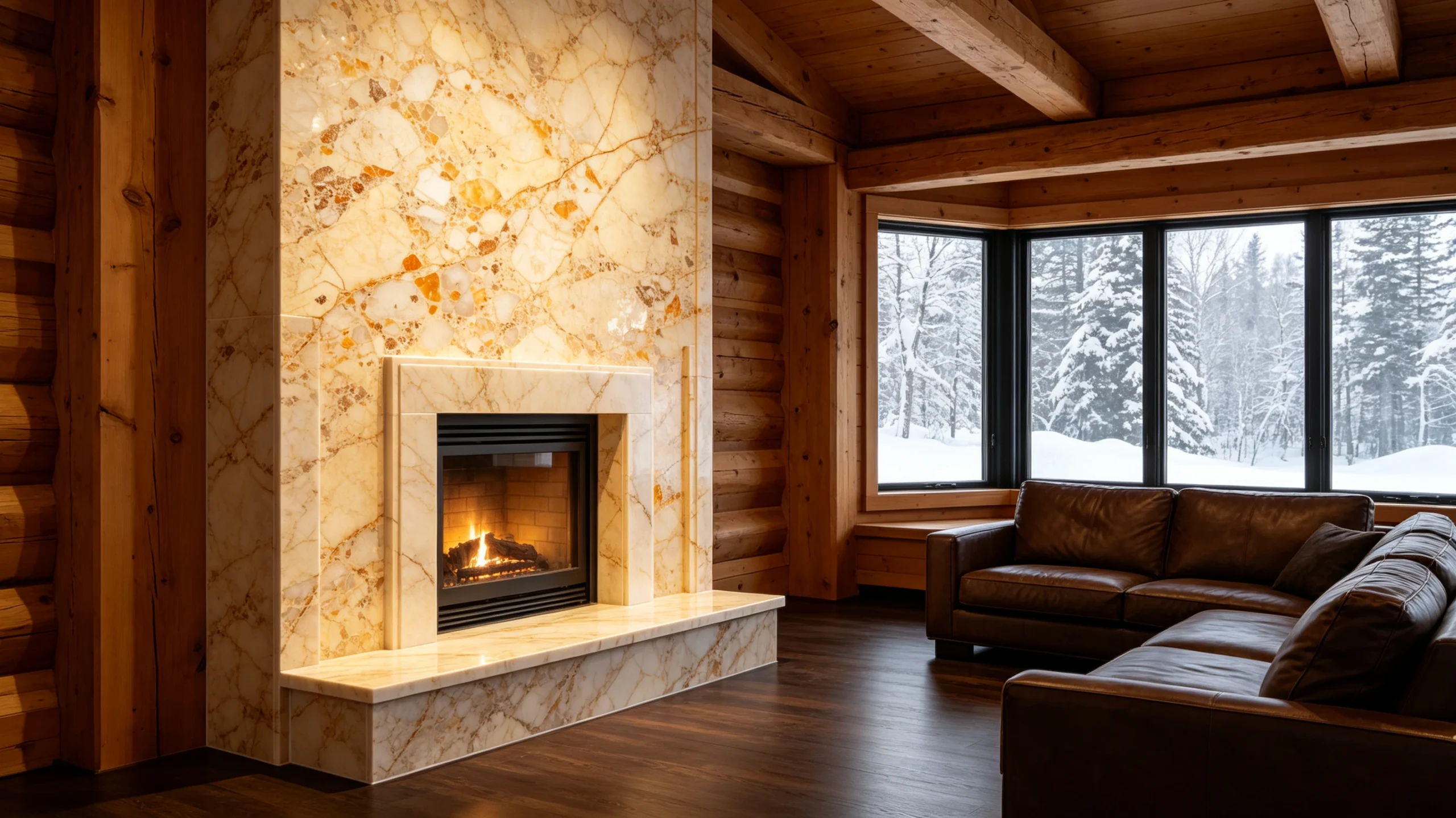 Breccia Oniciata Marble Fireplace Surround