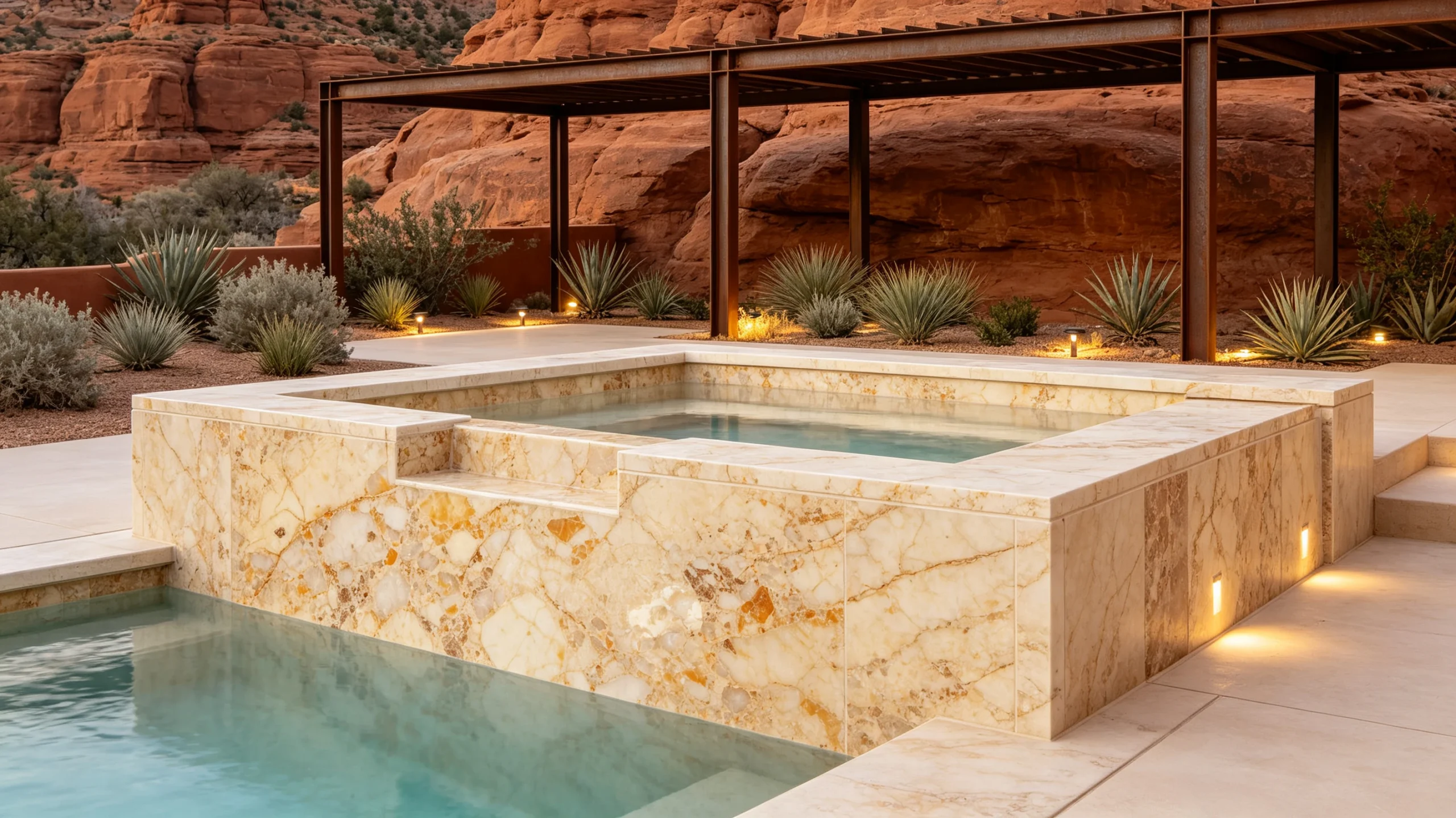 Breccia Oniciata Marble Hot-tub Surround