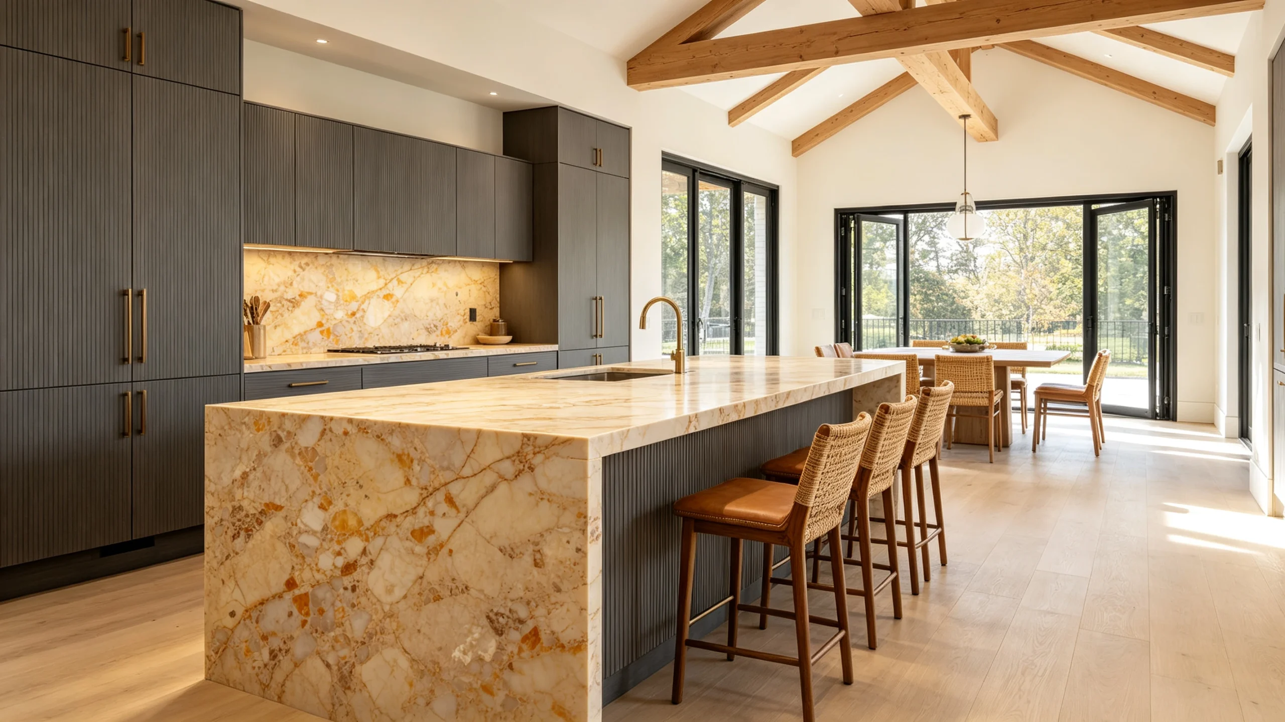 Breccia Oniciata Marble Kitchen Island