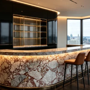 Calacatta Arabescato Rosso Stone Basyx Marble Bar