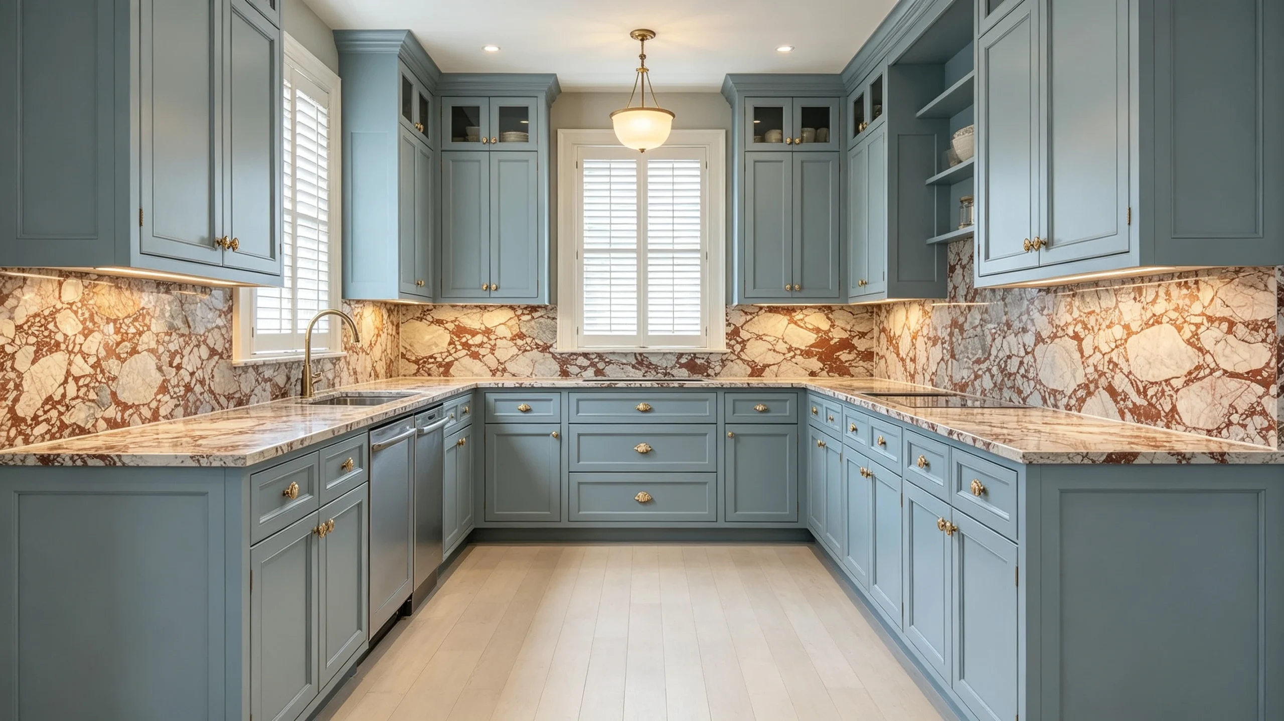 Calacatta Arabescato Rosso Stone Basyx Marble Butler Pantry