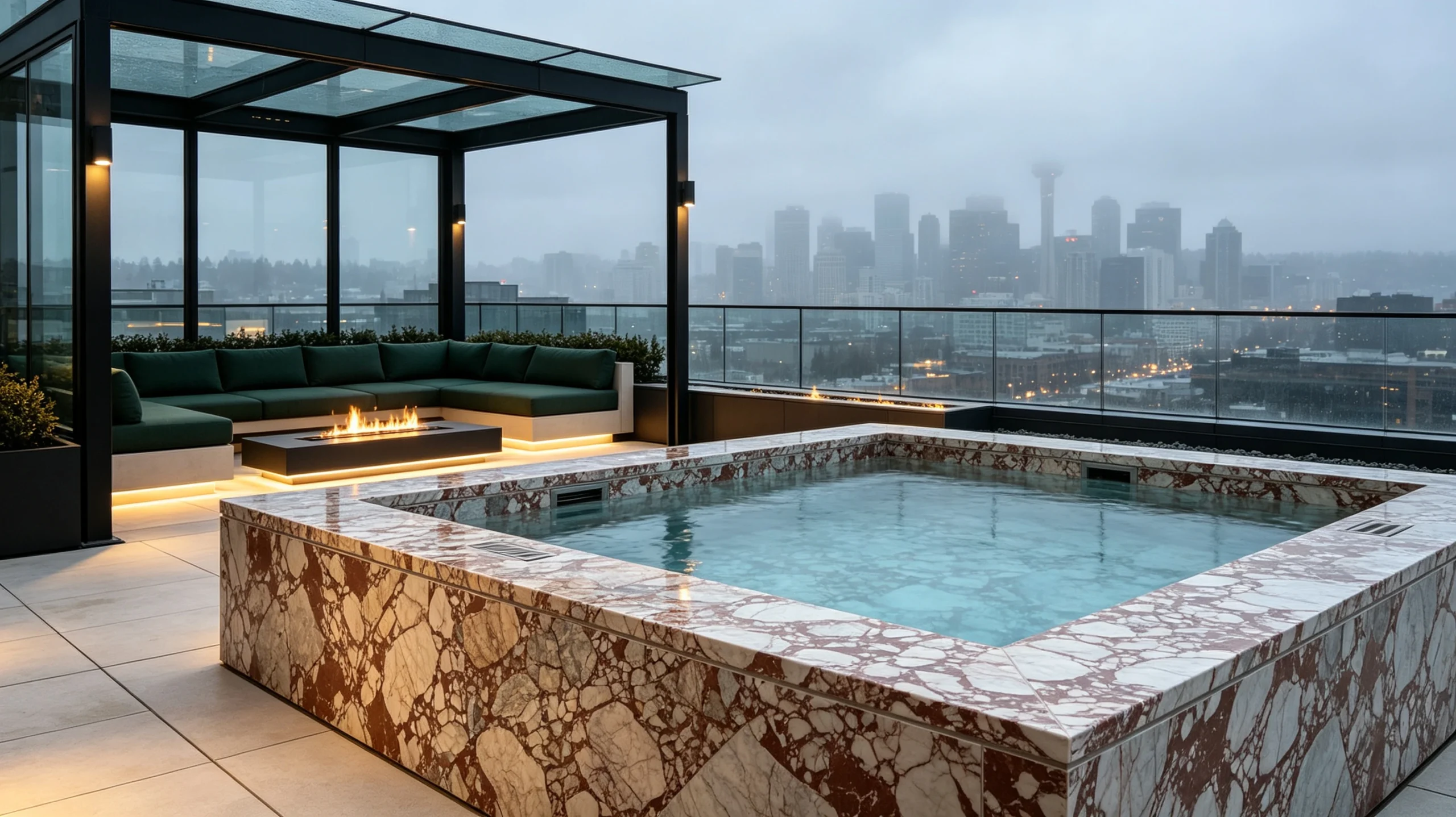 Calacatta Arabescato Rosso Stone Basyx Marble Hot-tub Surround