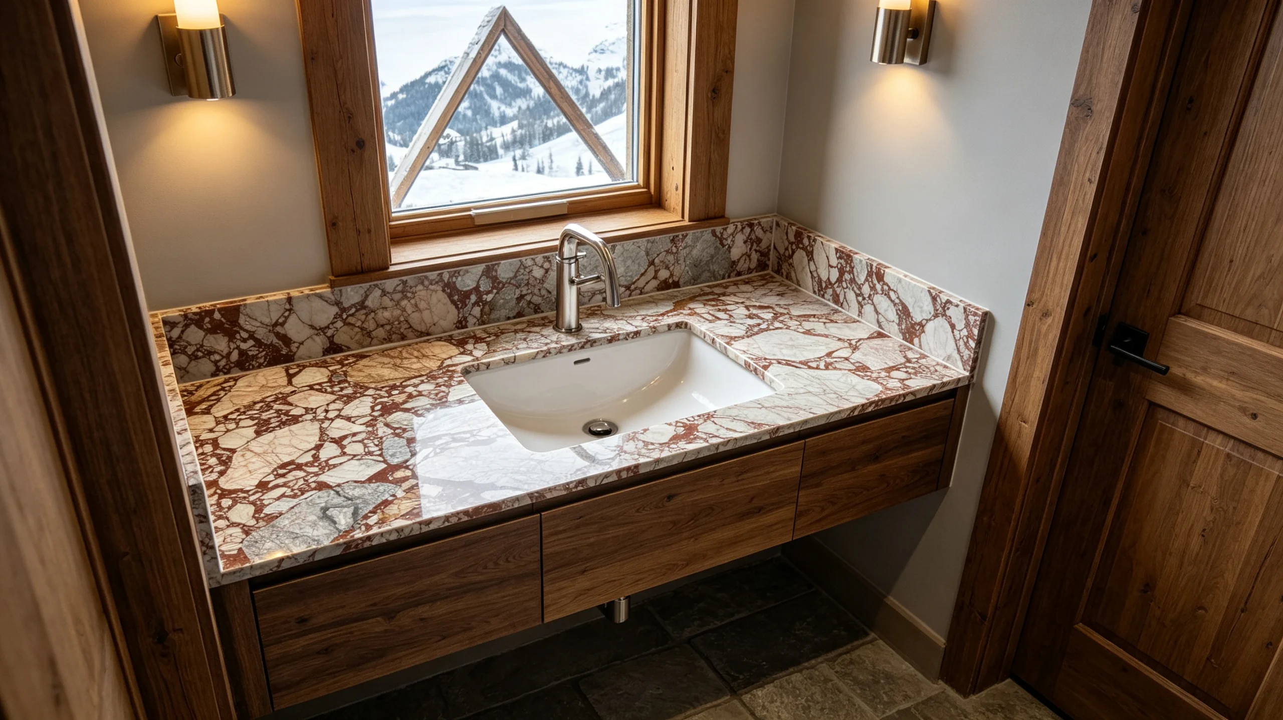 Calacatta Arabescato Rosso Stone Basyx Marble Wash Station