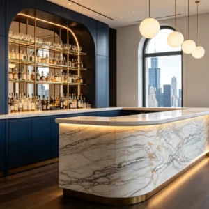 Calacatta Aurora Gold Honed Stone Basyx Marbl Marble Bar