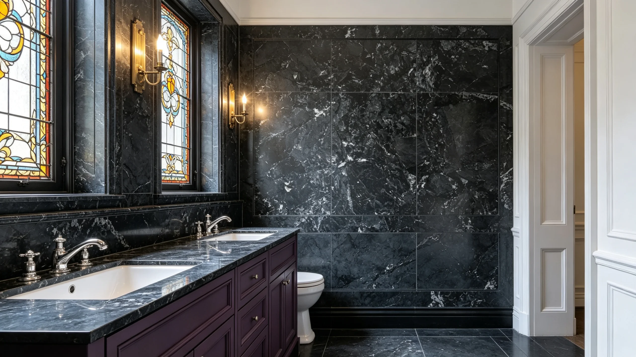 Calacatta Black Vitoria Stone Bathroom Wall