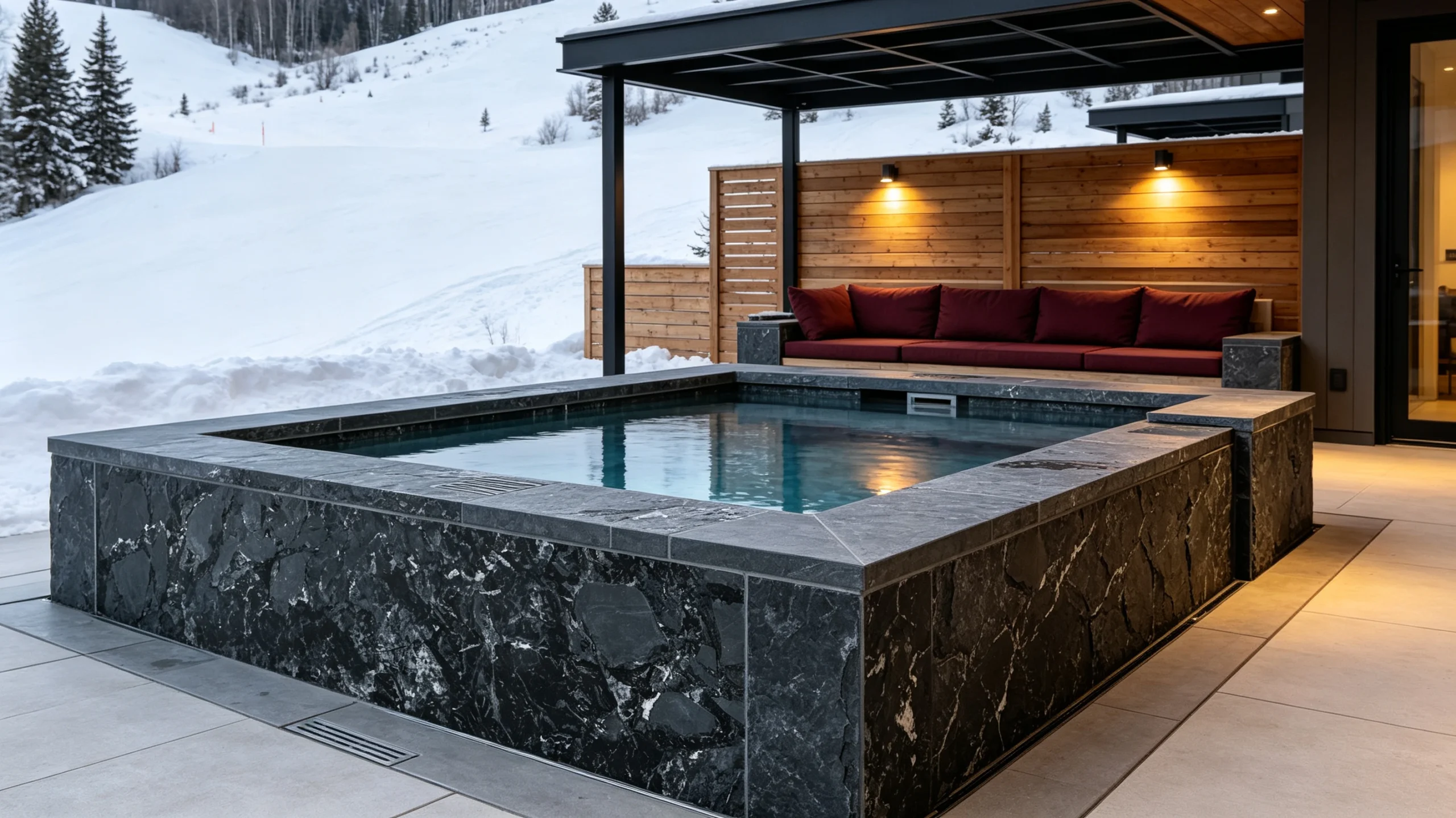 Calacatta Black Vitoria Stone Hot Tub Surround