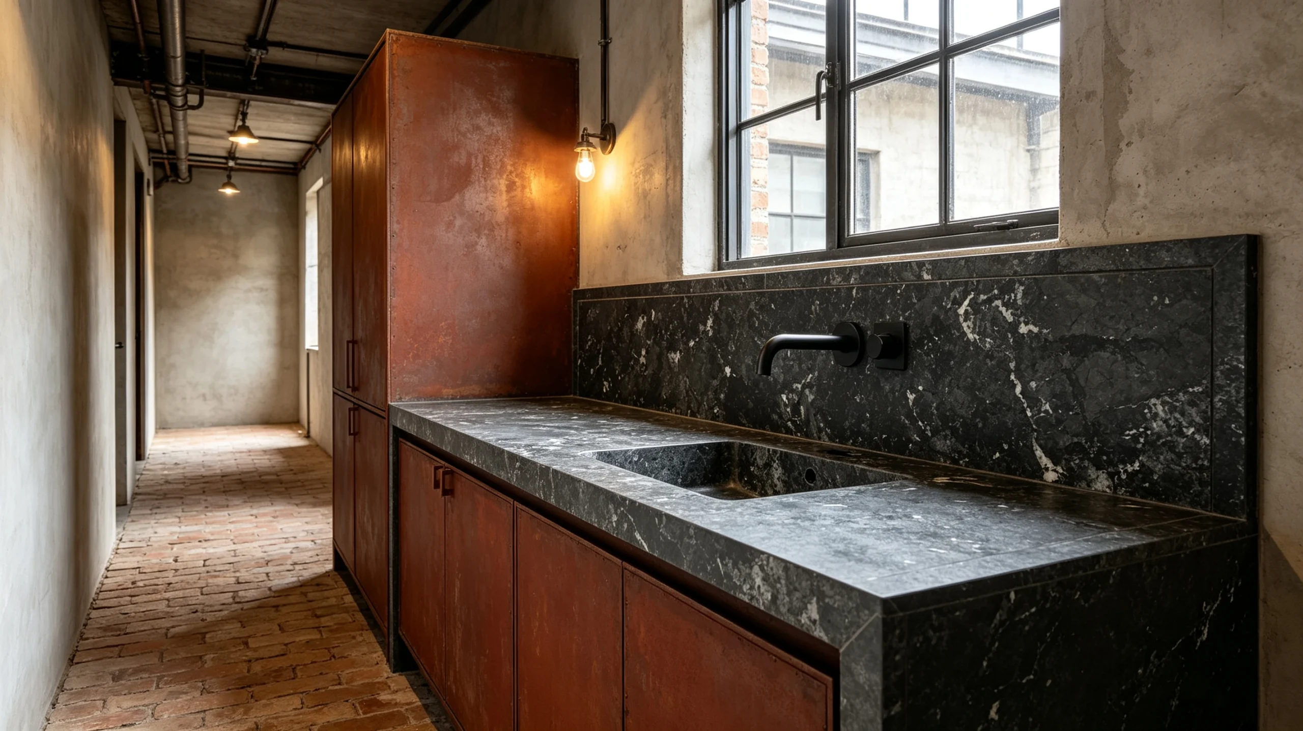 Calacatta Black Vitoria Stone Wash Station
