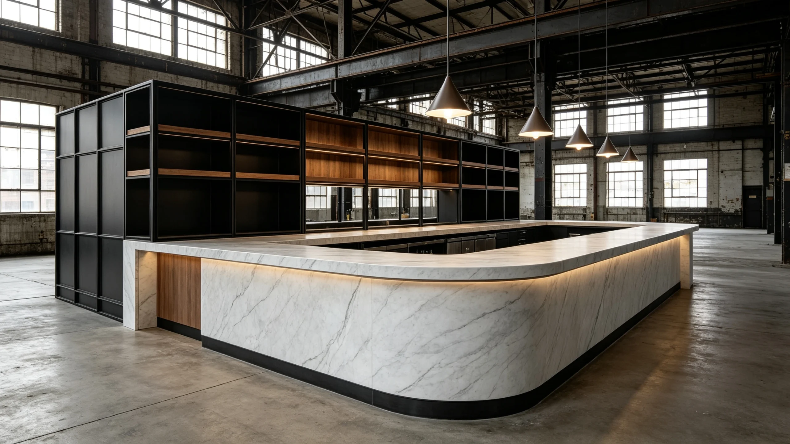 Calacatta Camouflage Honed Stone Basyx Marble Bar