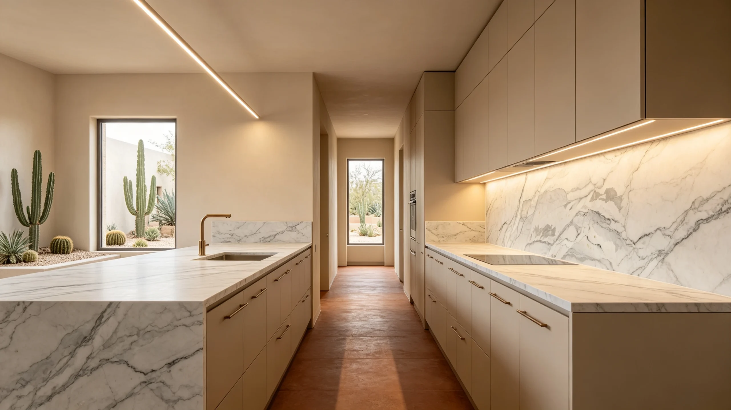Calacatta Camouflage Honed Stone Basyx Marble Butler Pantry